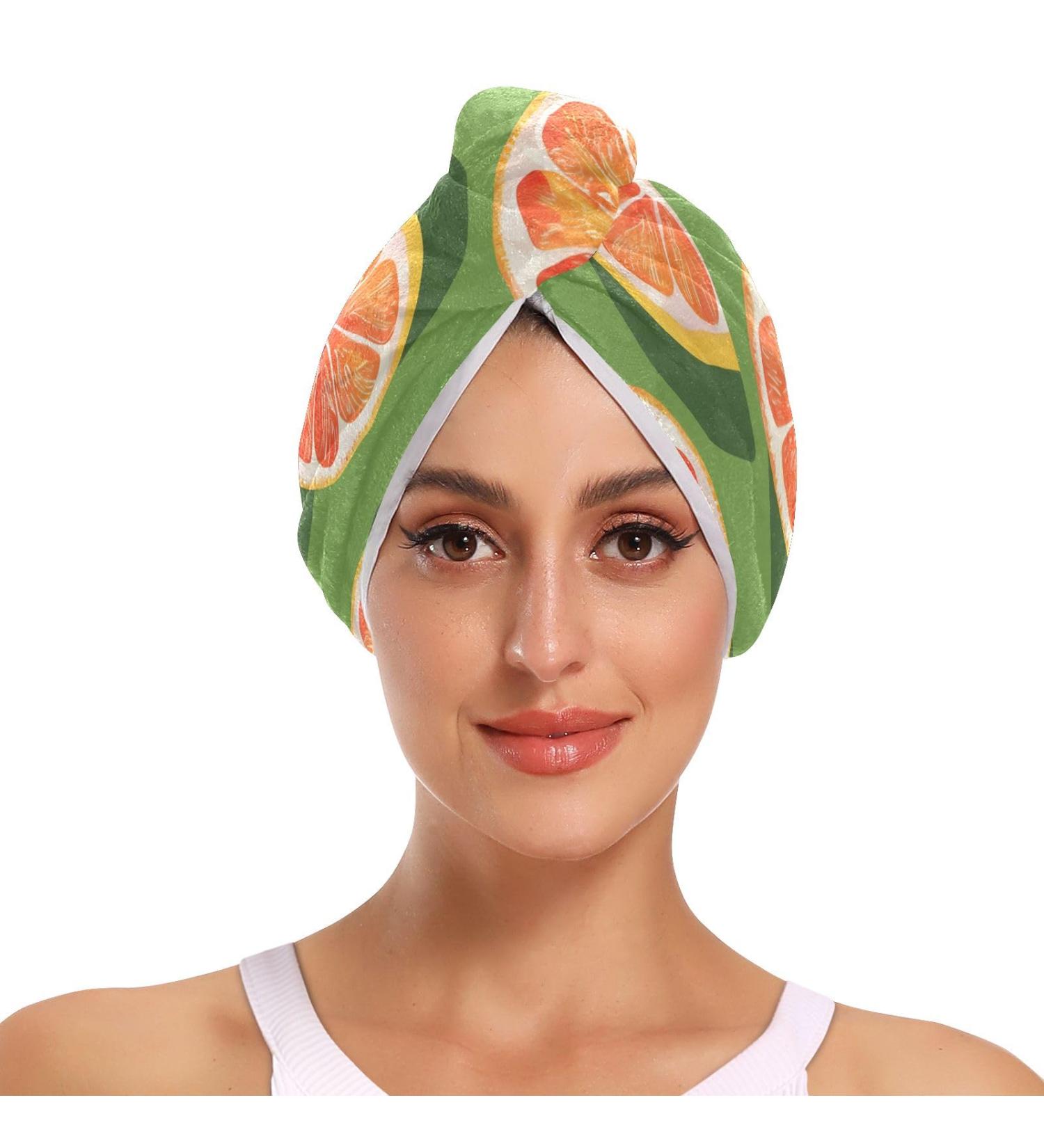 Super Absorbent Citrus Hair Towel 2 Pack | Quick Dry Hair Turbans for Women & Girls | Ideal for Fast Drying & Easy Styling - Buy Online on GoSupps.com