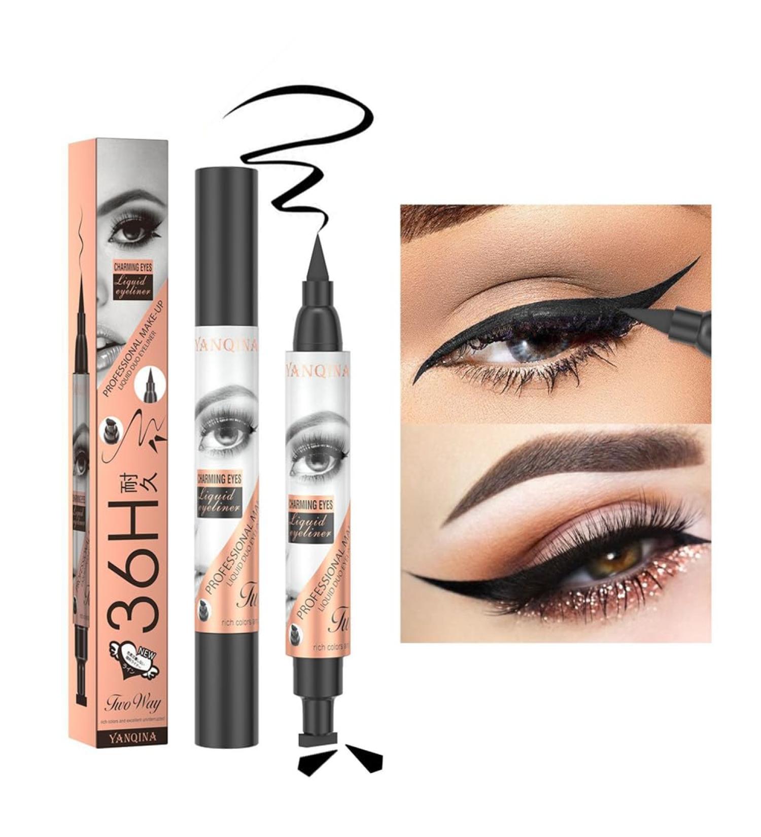 2-in-1 Waterproof Eyeliner Stamp - Winged Eyeliner for Precision Black Liquid Eyeliner Perfect Gift for Women - Buy Online on GoSupps.com