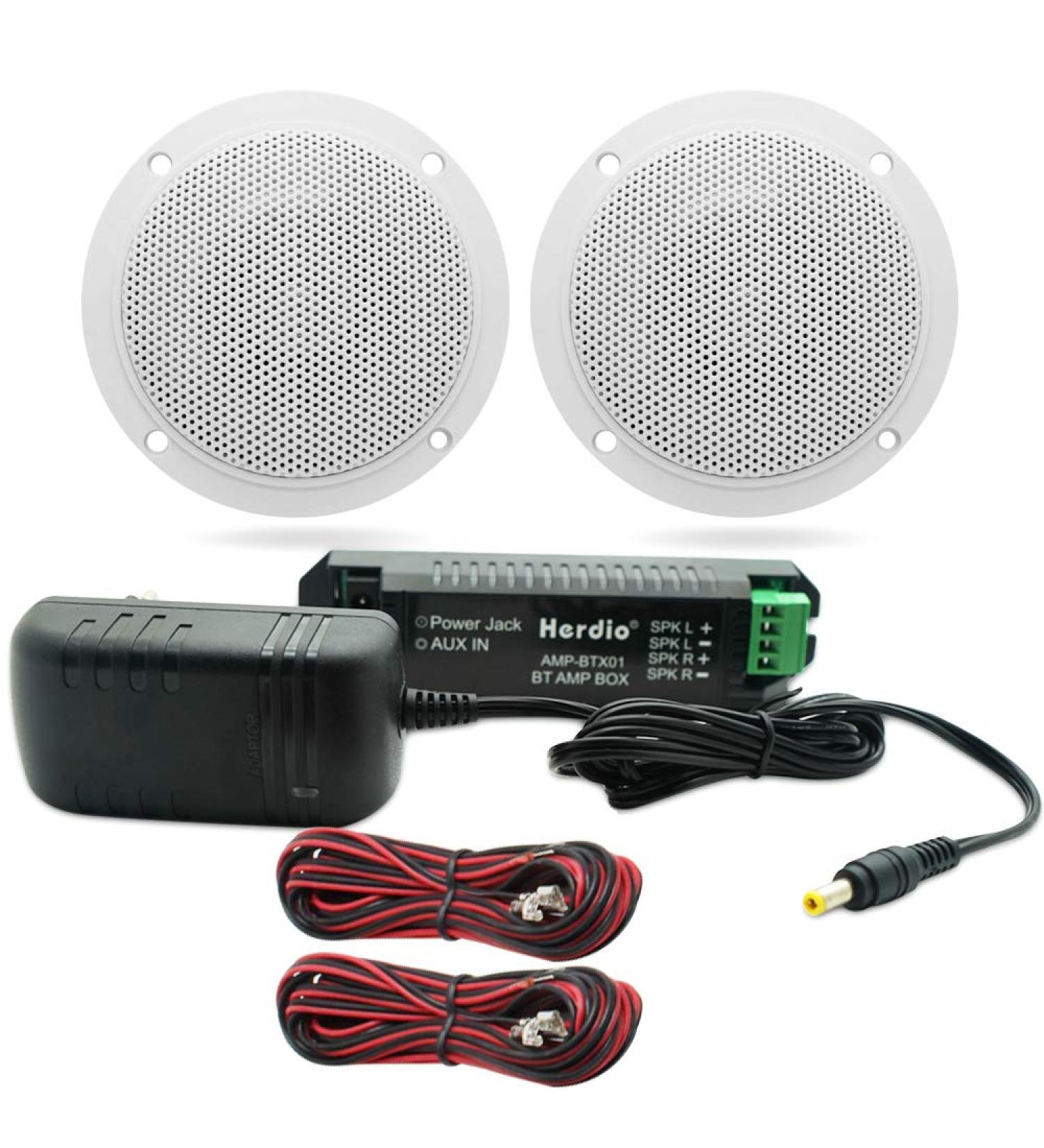 Herdio 4 Waterproof Marine Bluetooth Ceiling Speakers - Ideal for Bathroom, Kitchen, Home, Outdoor, Camper, Golf Cart, Boat - Flush Mount - Buy Online on GoSupps.com