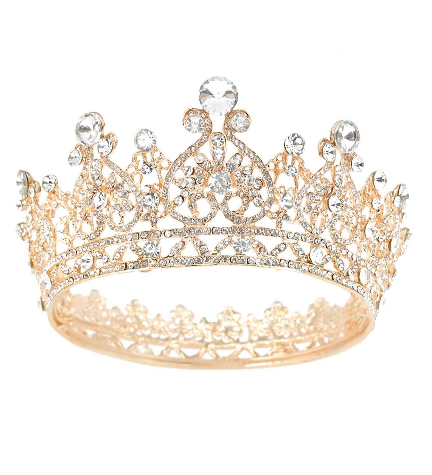 YYOEMAS Round Crystal Queen Crown - Rose Gold Rhinestone Tiara for Women | Bridal Birthday Party, Wedding, Pageant Hair Accessory - Buy Online on GoSupps.com