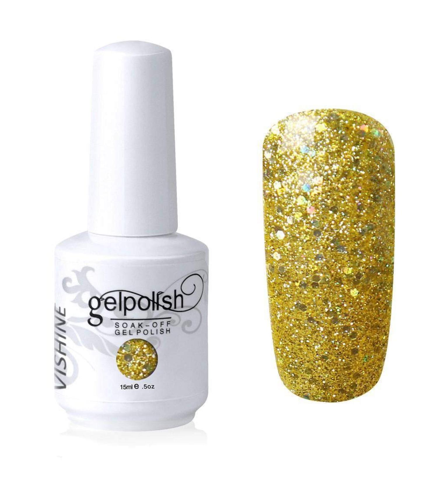 Vishine Gel Polish Nail Art Soak-off UV LED Nail Gel Polish Diy Manicure Glitter Goldenrod (583) #583 - Buy Online on GoSupps.com