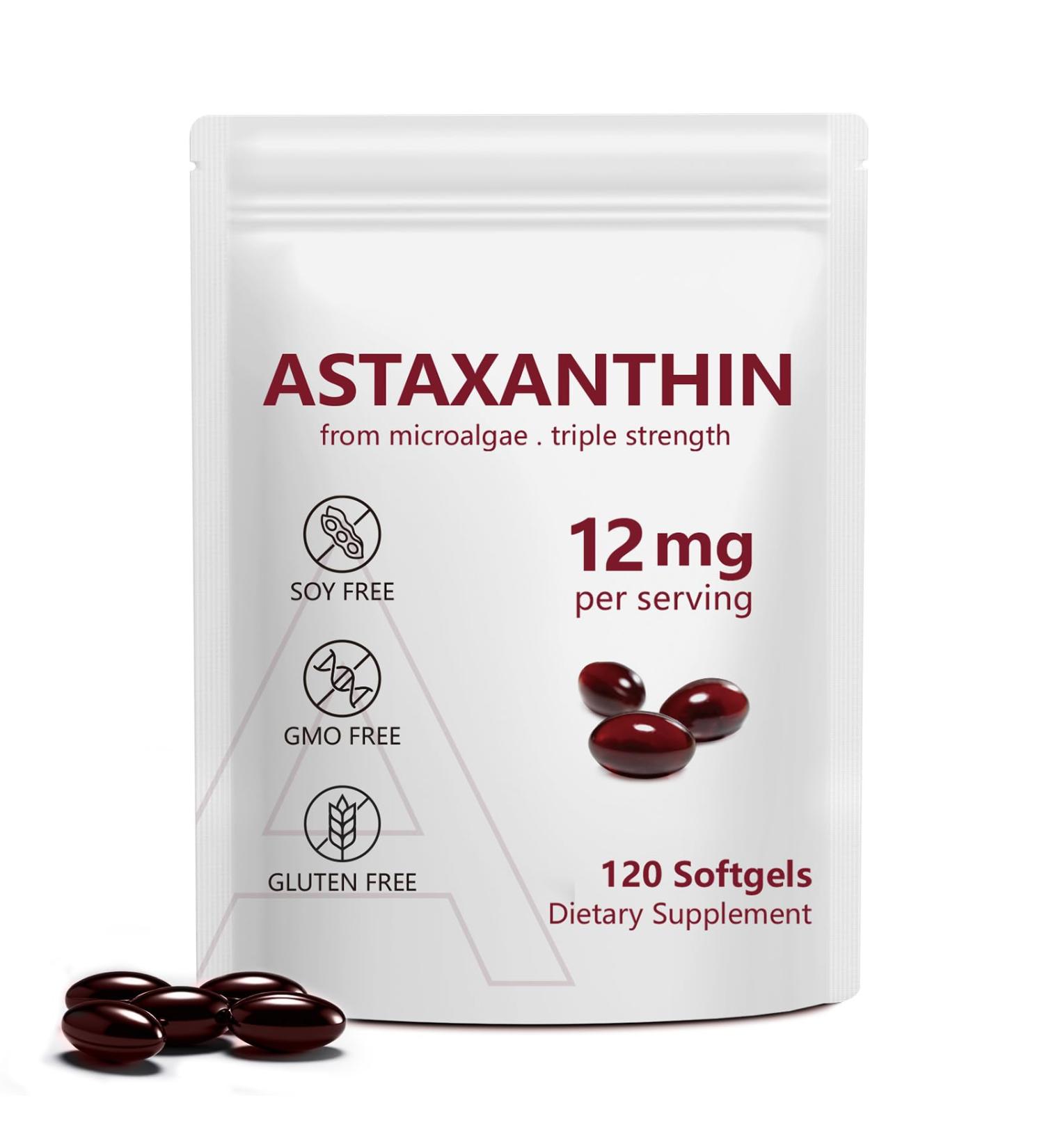 QYCOTXYR Astaxanthin 12mg 10 in 1 Astaxanthin Antioxidant Supplements Max Strength Astaxanthins Antioxidant Supplements Immune System Health Vitamin E & More Supports Eye 120 Softgels - Buy Online on GoSupps.com