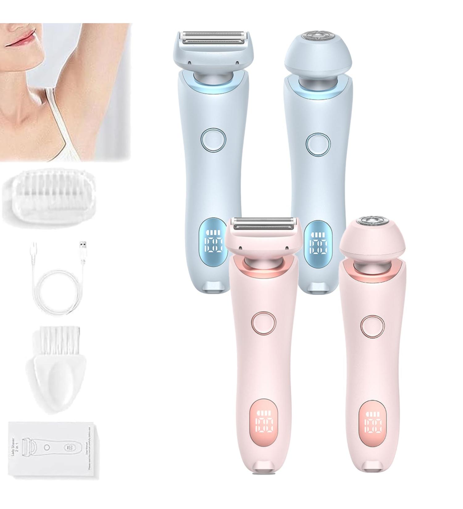 Livora Electric Shaver For Women 2 in 1 Womens Electric Waterproof Shaver For Legs Wet & Dry for Leg Arm Underarm Pubic Area (2Pcs) - Buy Online on GoSupps.com
