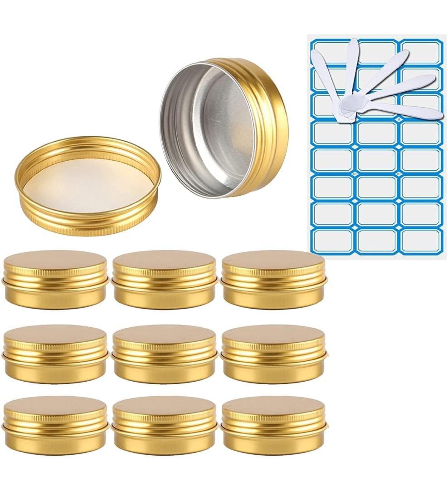 empty jars with lids cosmetic jar B0CKBSQRLW10 PC 30ml Empty Pink Round Aluminum Tin Jars with Screw Lids Cosmetics Lip Balm Containers Pots with 5X Spoon 1x Labels (Color : Roze Size : 30ml) (Colo - Buy Online on GoSupps.com