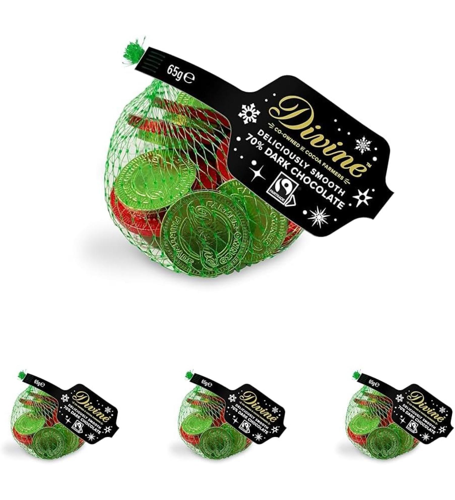 Divine Percent Dark Chocolate Coins 65g - Pack of 4 - Buy Online on GoSupps.com