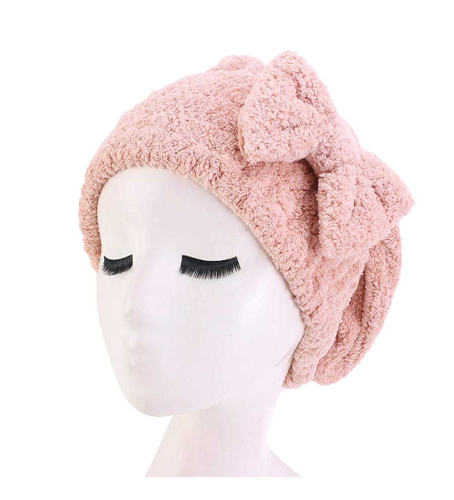 Asudaro Microfiber Hair Towel for Women | Quick-Drying Turban Cap & Shower Hood | Absorbent Thickened Bathing Cap in Skin Pink - Buy Online on GoSupps.com