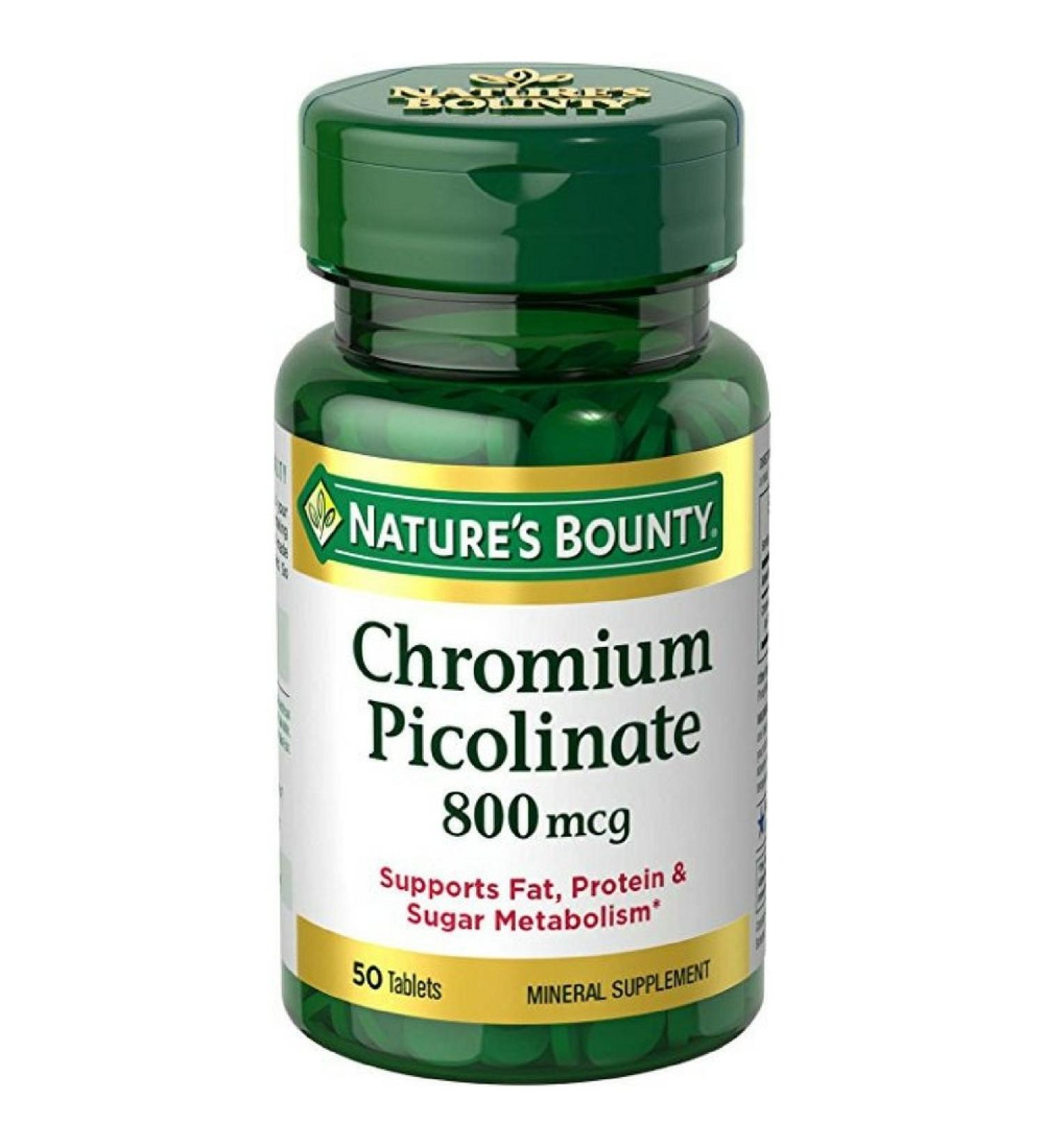 Nature's Bounty Mega Chromium Picolinate 800 mcg tablets 50 ea (Pack of 2)