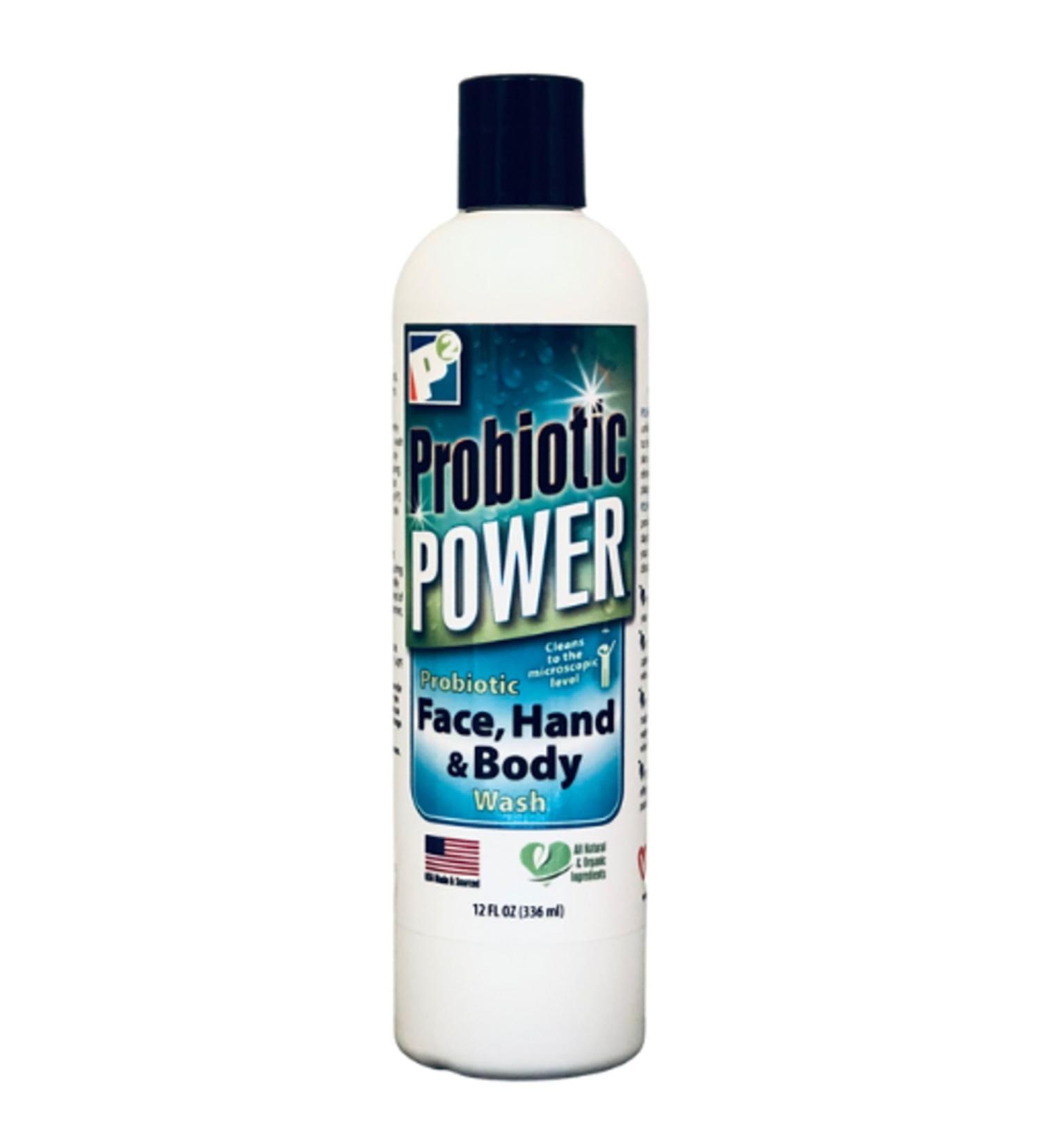 P2 Probiotic Power Face Hand & Body Wash Gentle Coconut Based Cleanser with Organic Spearmint pH Balanced Sulfate Free Paraben Free Suitable for Sensitive Skin Daily Use - 12 oz