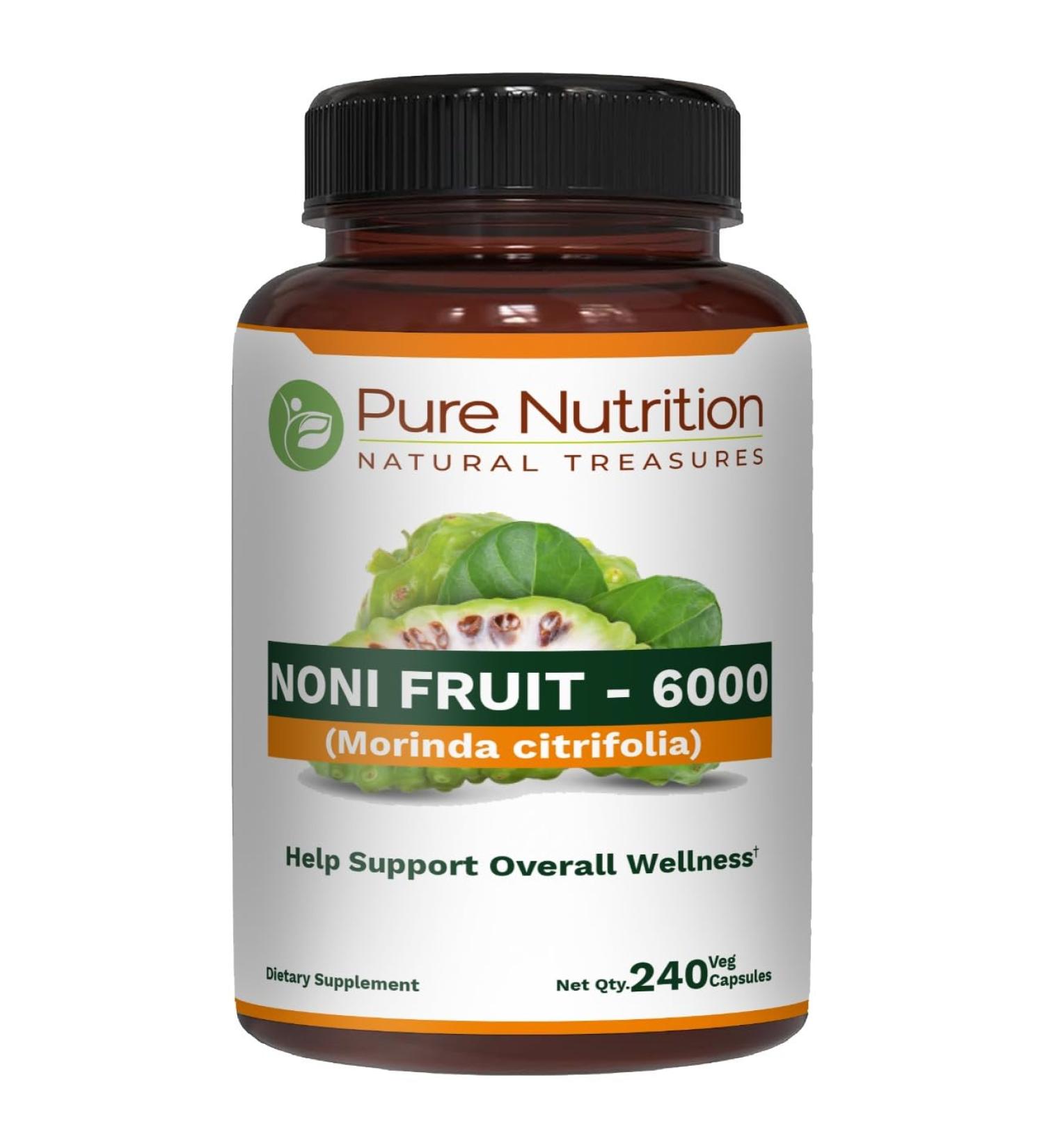 Pure Nutrition Noni Fruit Extract 6000mg Strength | 240 Caps | Each Serving of 300mg Noni (20:1) Extract Offers Benefits Equivalent to 6000mg Noni Fruit I ONE Daily | Vegan Friendly 240 Count (Pack of 1) - Buy Online on GoSupps.com