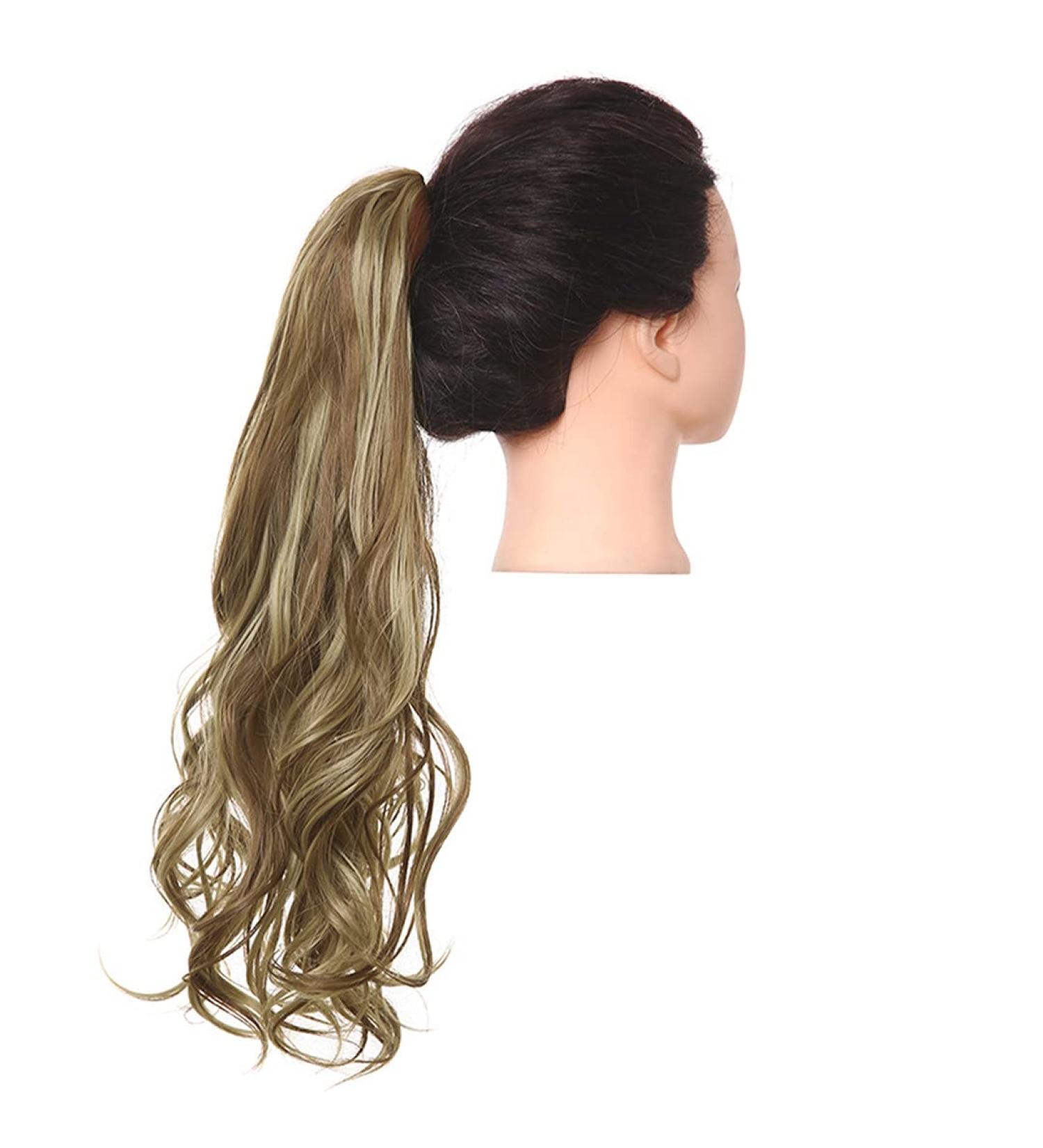 Buy Shadow Curly Hair Ponytail Extensions | Afro Wavy Clip-In Synthetic Blonde Pink Hair Piece - 26 Inches - Buy Online on GoSupps.com