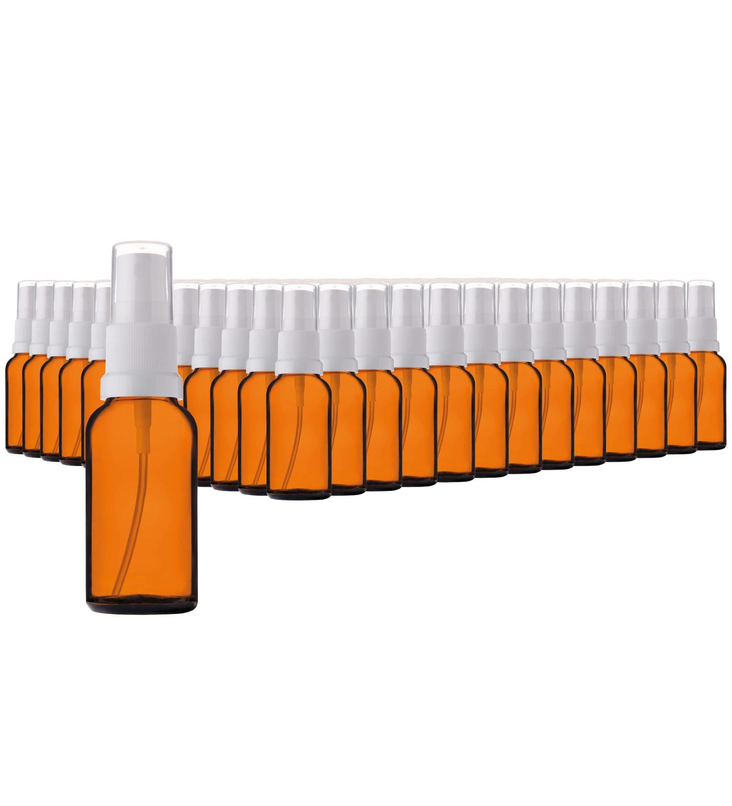 Handsunity 20ml-156 StK spray glass bottle-pharmacy amber glass bottle set with white atomizer glass spray bottle made of brown las including 5 accessories 20ml-156 pieces White cap