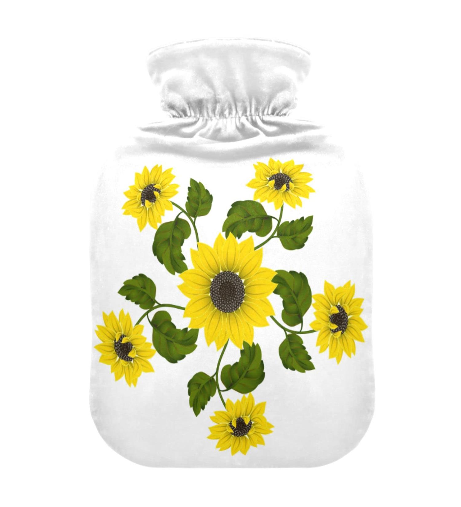 Durable 2L Heat Bottle | Sunflower Pattern Warm-Up Bag for Pain Relief | Ideal for Cramps Shoulder & Neck Therapy - Buy Online on GoSupps.com
