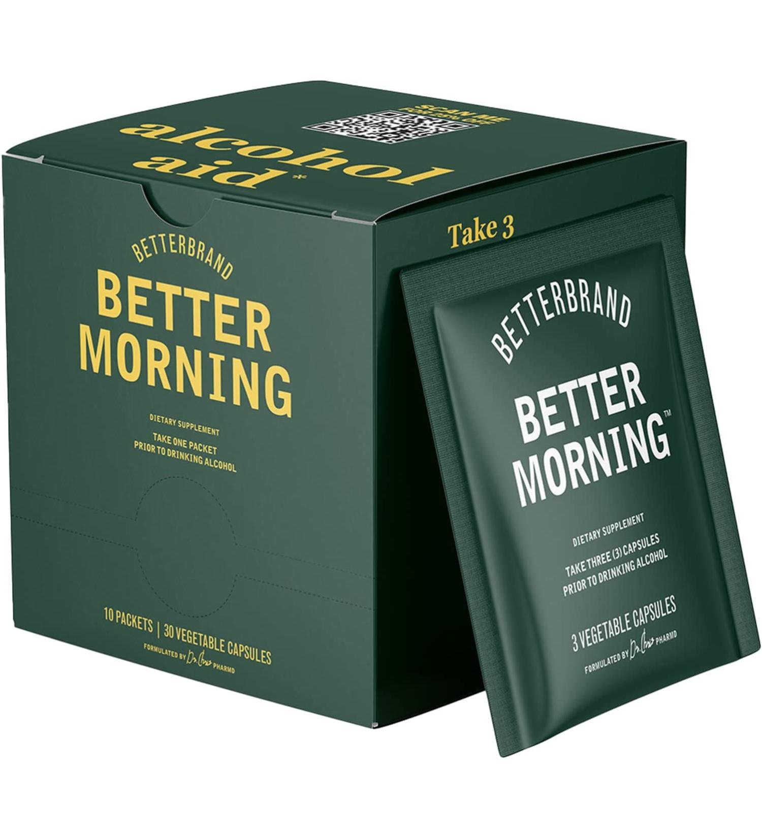 Betterbrand BetterMorning - DHM Infused All-Natural Liver Support | Headache & Nausea Prevention | Gluten-Free Vegetarian (10x Packets) - Buy Online on GoSupps.com