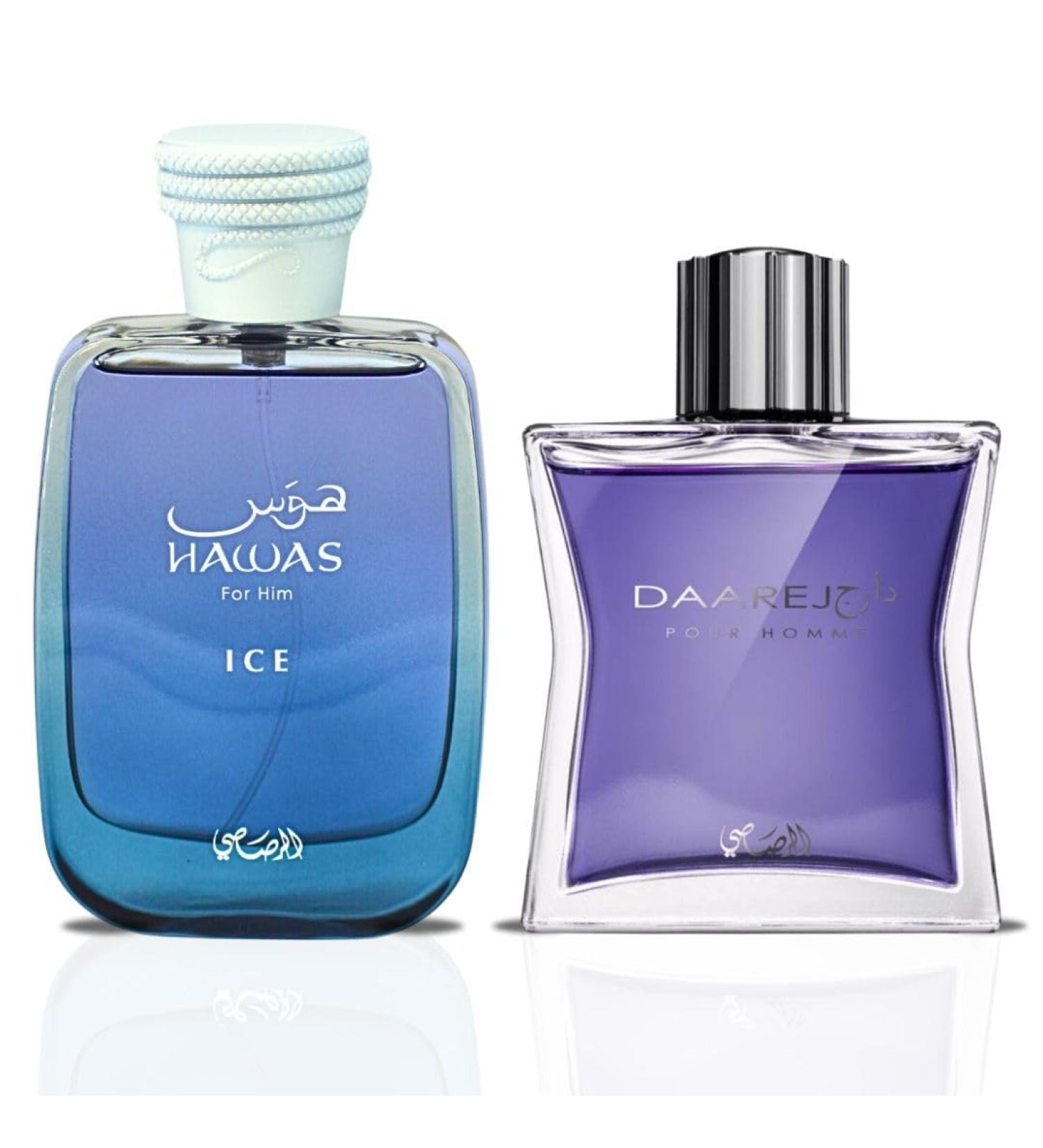 RASASI Hawas Ice & Daarej For Men EDP Sprays 100ML (3.4 OZ) | Long Lasting Exquisite Scent Combination Luxurious Masculine Fragrances. (SIGNATURE BUNDLE) - Buy Online on GoSupps.com