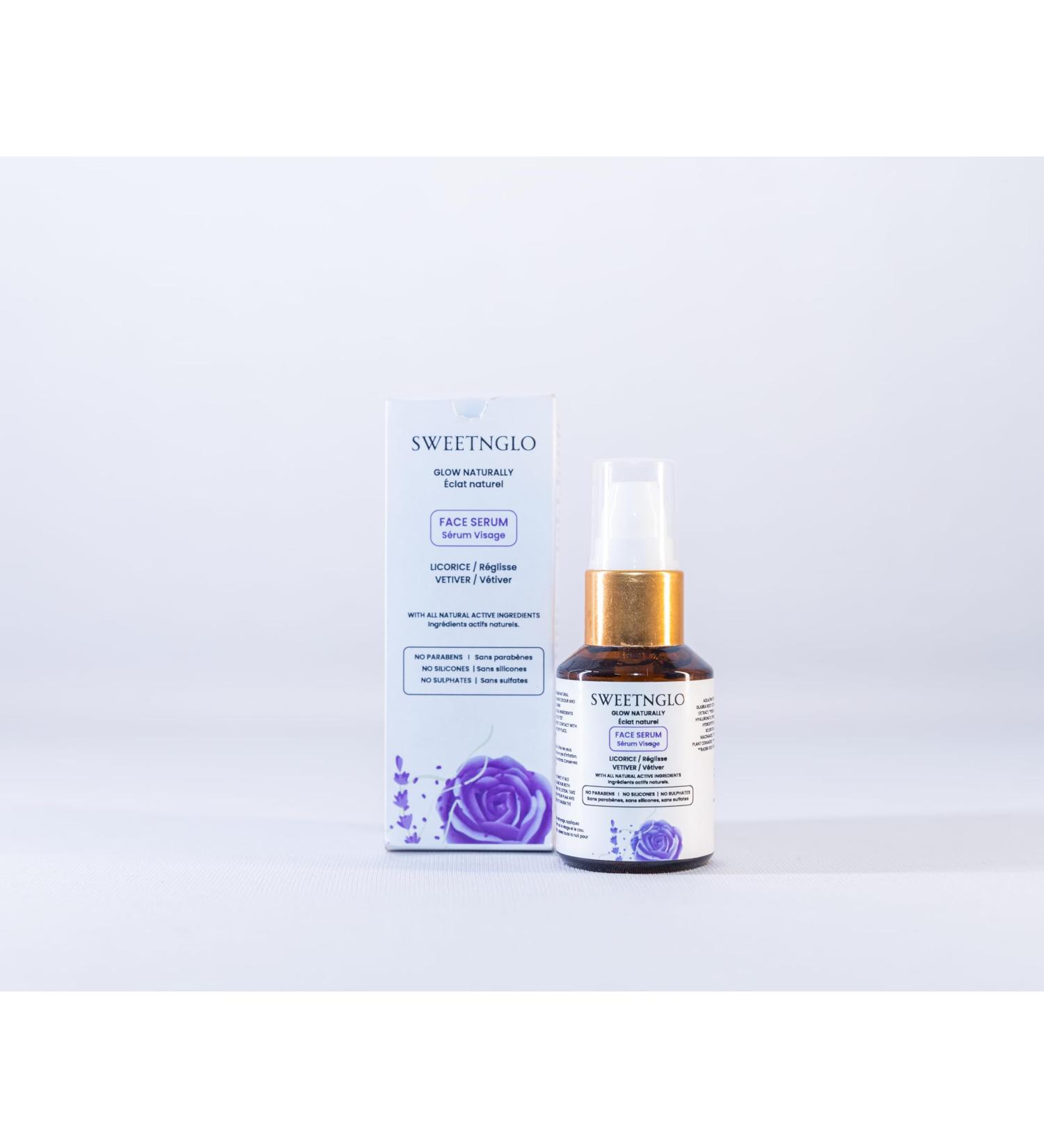 SWEETNGLO Face Serum Licorice & Vetiver | Hydrating | Glow-Enhancing | Calming Aroma | Vitamin C Enriched | Lightweight | Non-Sticky | All Skin Types | Paraben-Free 30ml - Buy Online on GoSupps.com