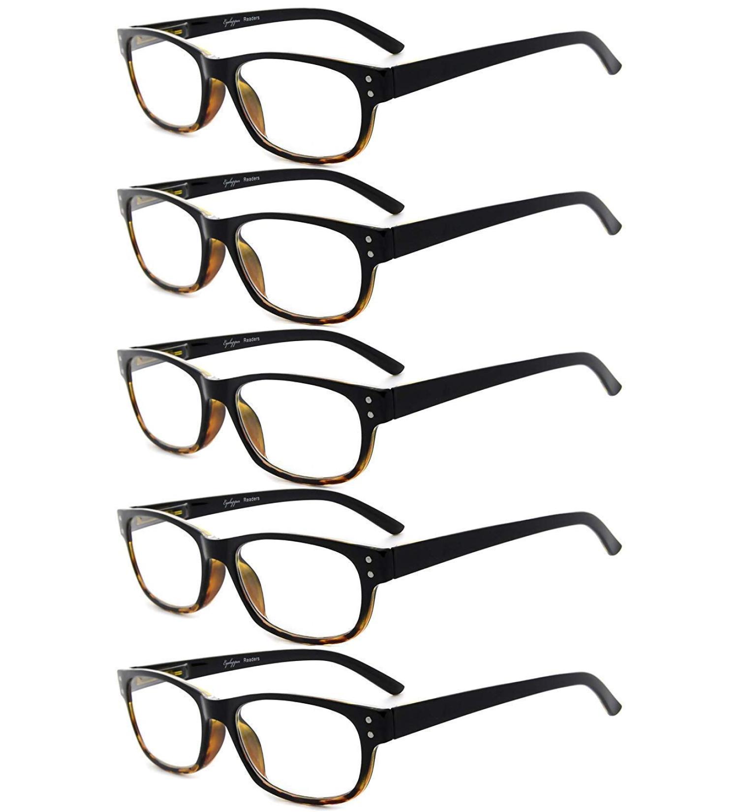 Eyekepper Classic Reading Glasses for Men - 5 Pack Spring Hinges Black-Tortoise Frame +1.50 Magnification - Stylish & Comfortable Readers - Buy Online on GoSupps.com
