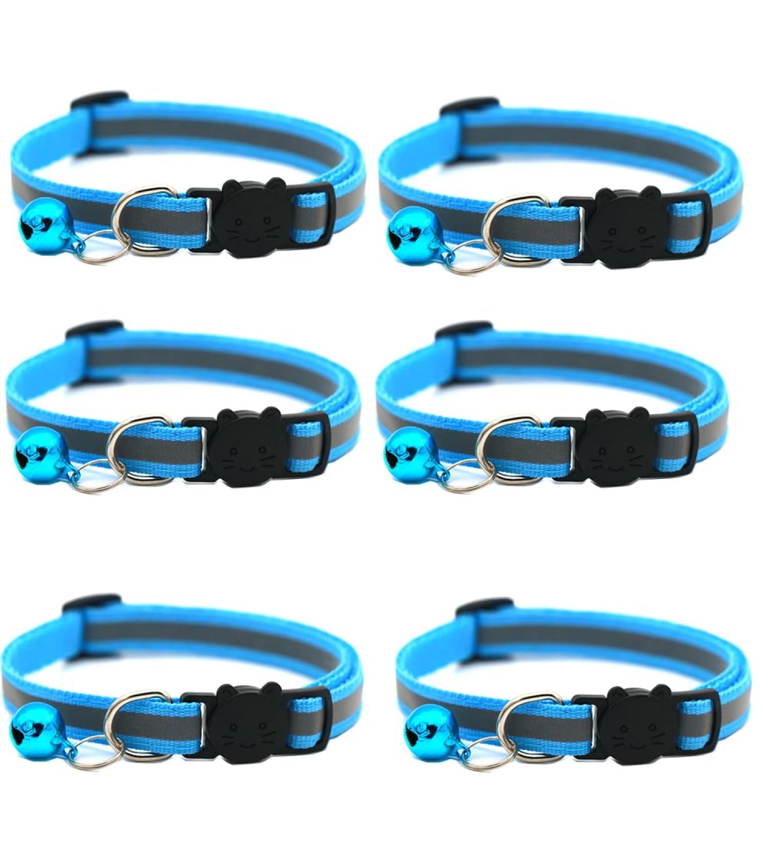 Hepplly 6-Pack Quick Release Reflective Cat Collars with Bell - Light Blue | Safe & Stylish Kitten Accessories for International Shipping - Buy Online on GoSupps.com