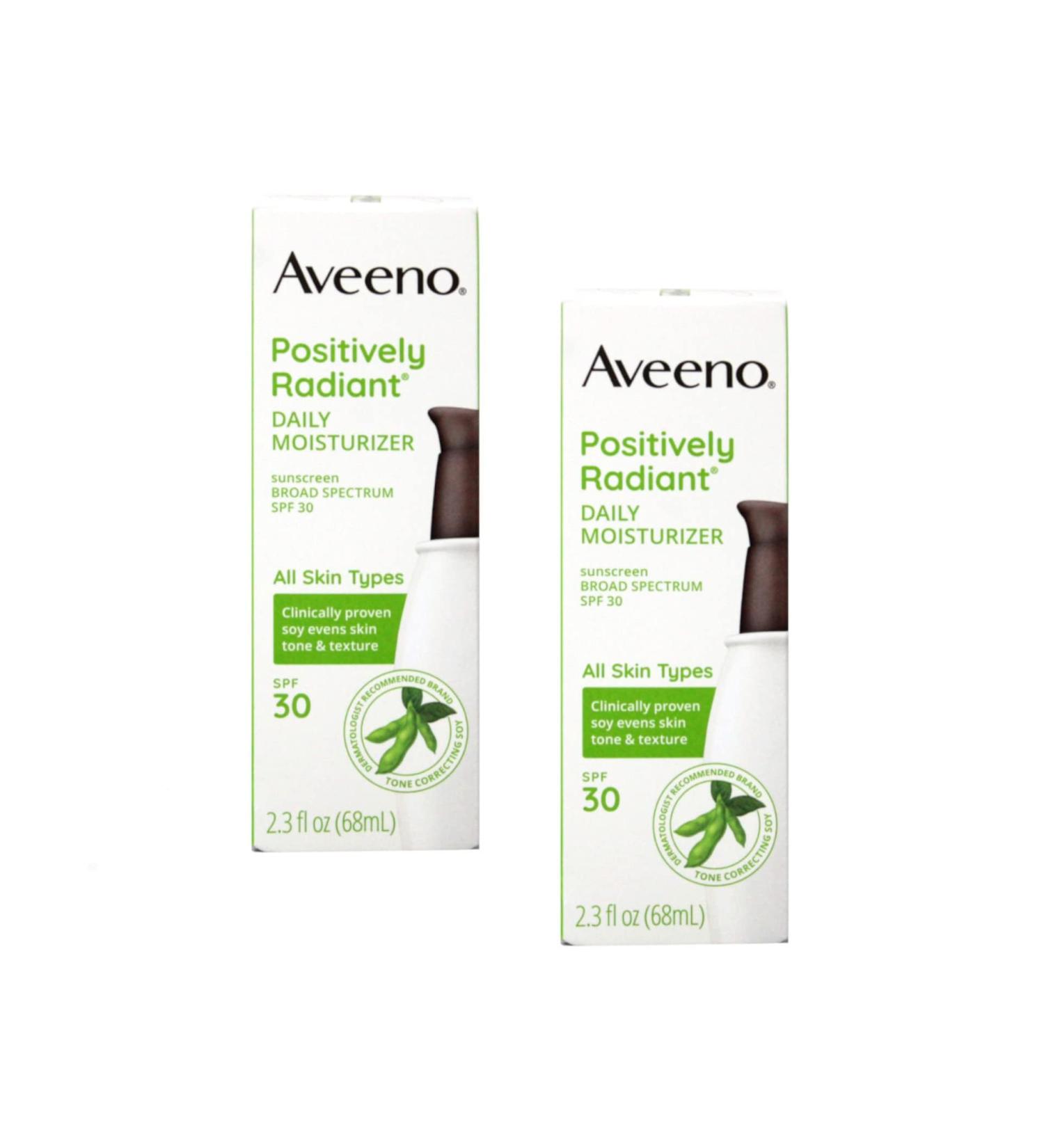 Aveeno Active Naturals Positively Radiant Daily Moisturizer SPF-30 UVA/UVB Sunscreen 2.5-Ounce Bottles (Pack of 2)