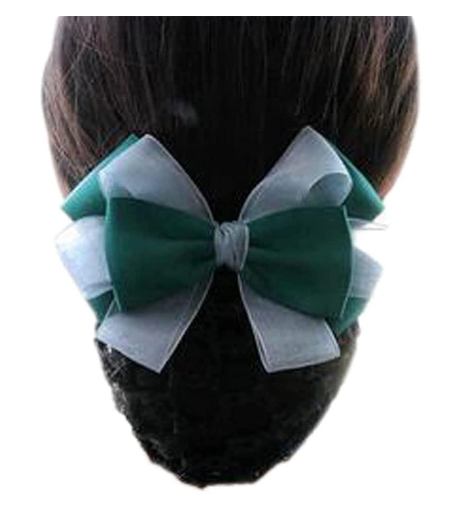 hairnets for bun hair net snoods Net hairpin hairpin hair net elastic bun bow hair ring net hairpin suitable for office nurse bank restaurant dark green