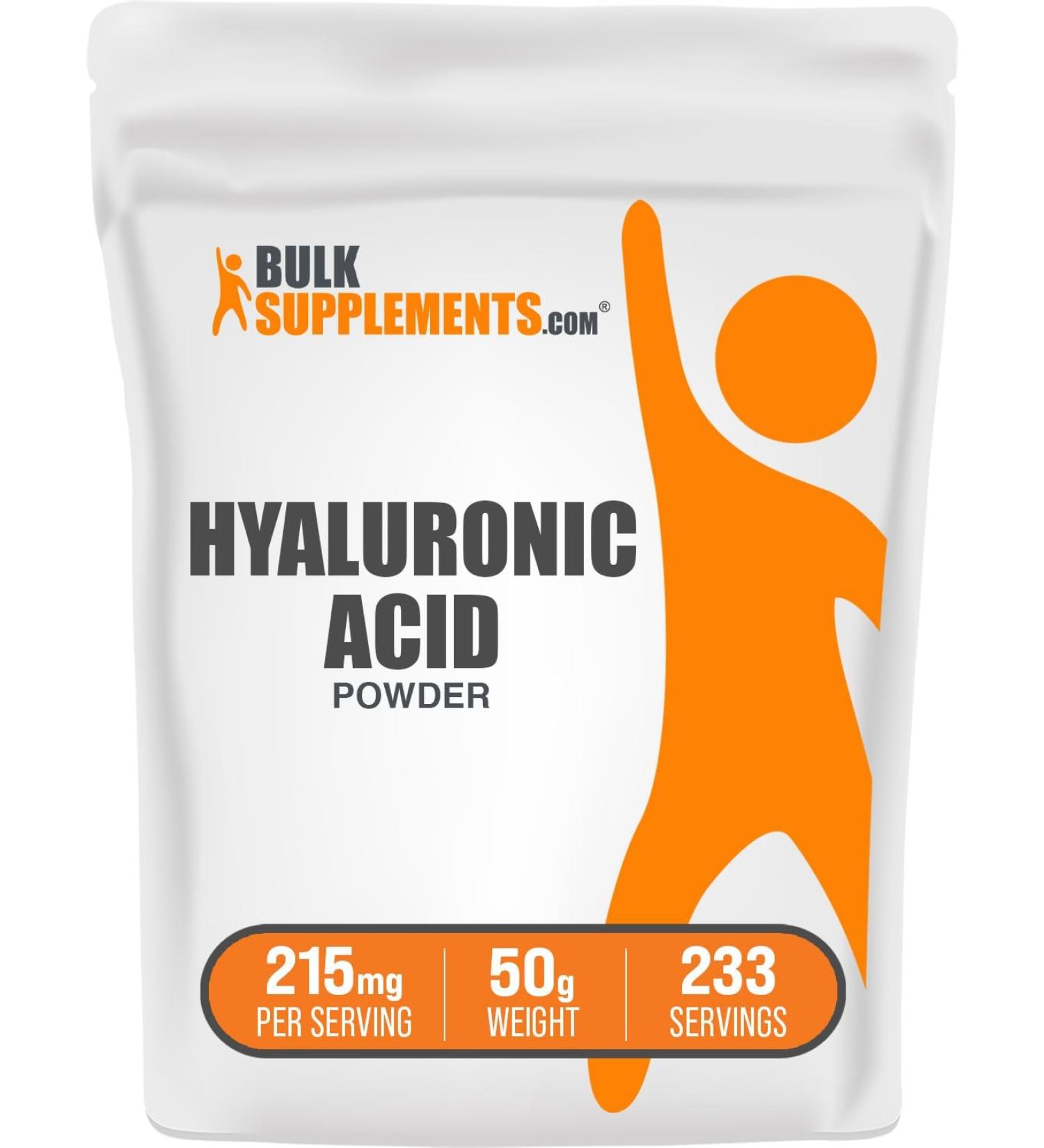 Pure Hyaluronic Acid Supplements - Anti Aging Formula - 50g (1.8oz) - BulkSupplements.com - Buy Online on GoSupps.com