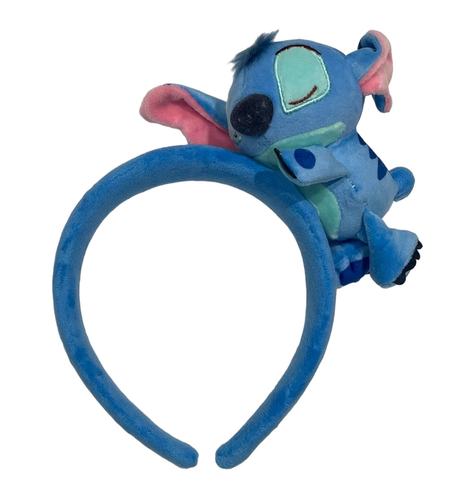 Stitch Minnie Mouse Disney Inspired Alice Headband With Plush Character Mascot Sleeping Hugging Woman Girls Head Band Light Blue 20cm - Buy Online on GoSupps.com