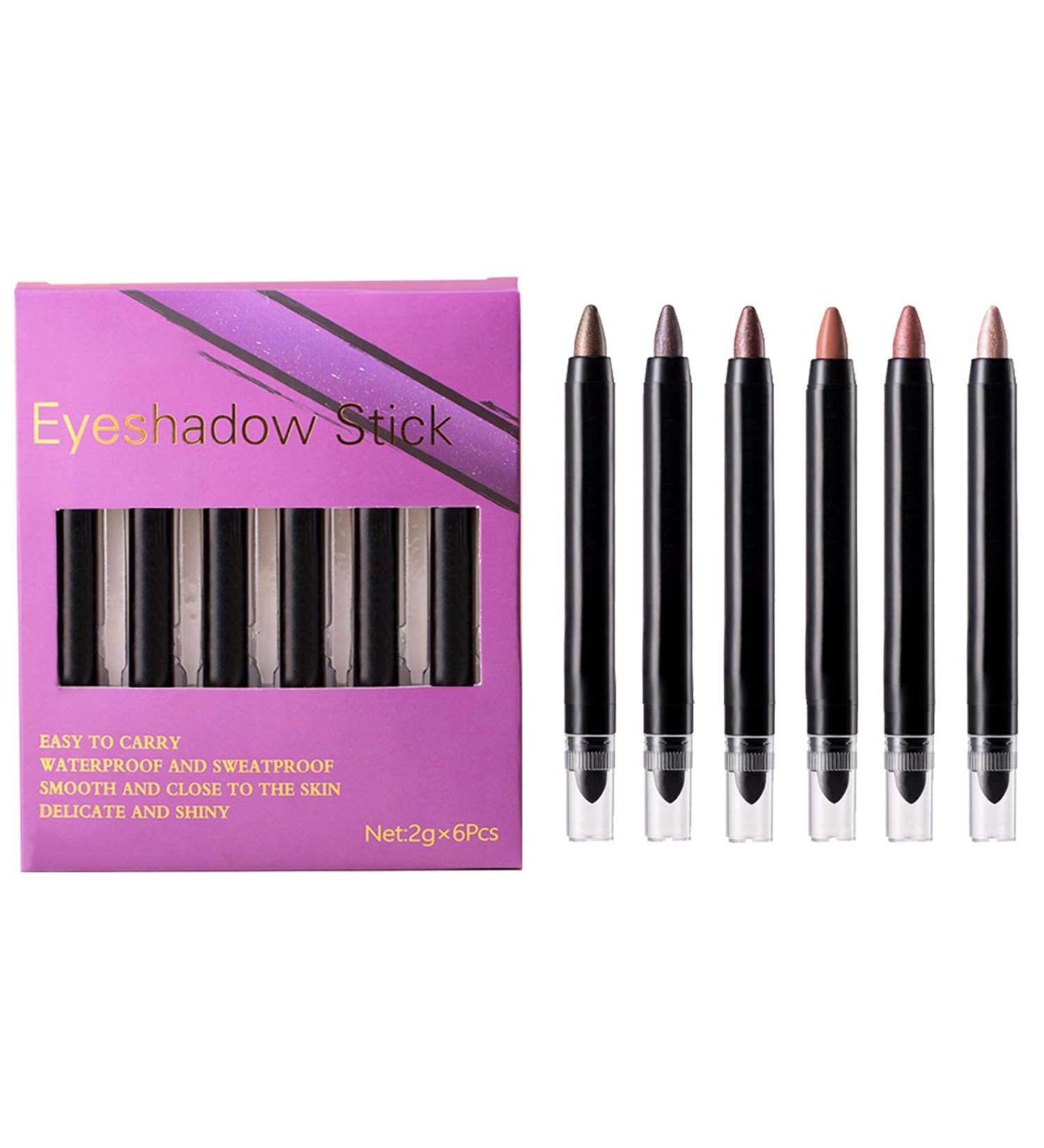 Eyeshadow Shimmer Stick Eyeshadow Shimmer Stick | Shimmer Eyeshadow Pencil 6 Colors | Smudge Proof Shadow Stick Shimmer Highlighter for Eyes Brightening for Women - Buy Online on GoSupps.com