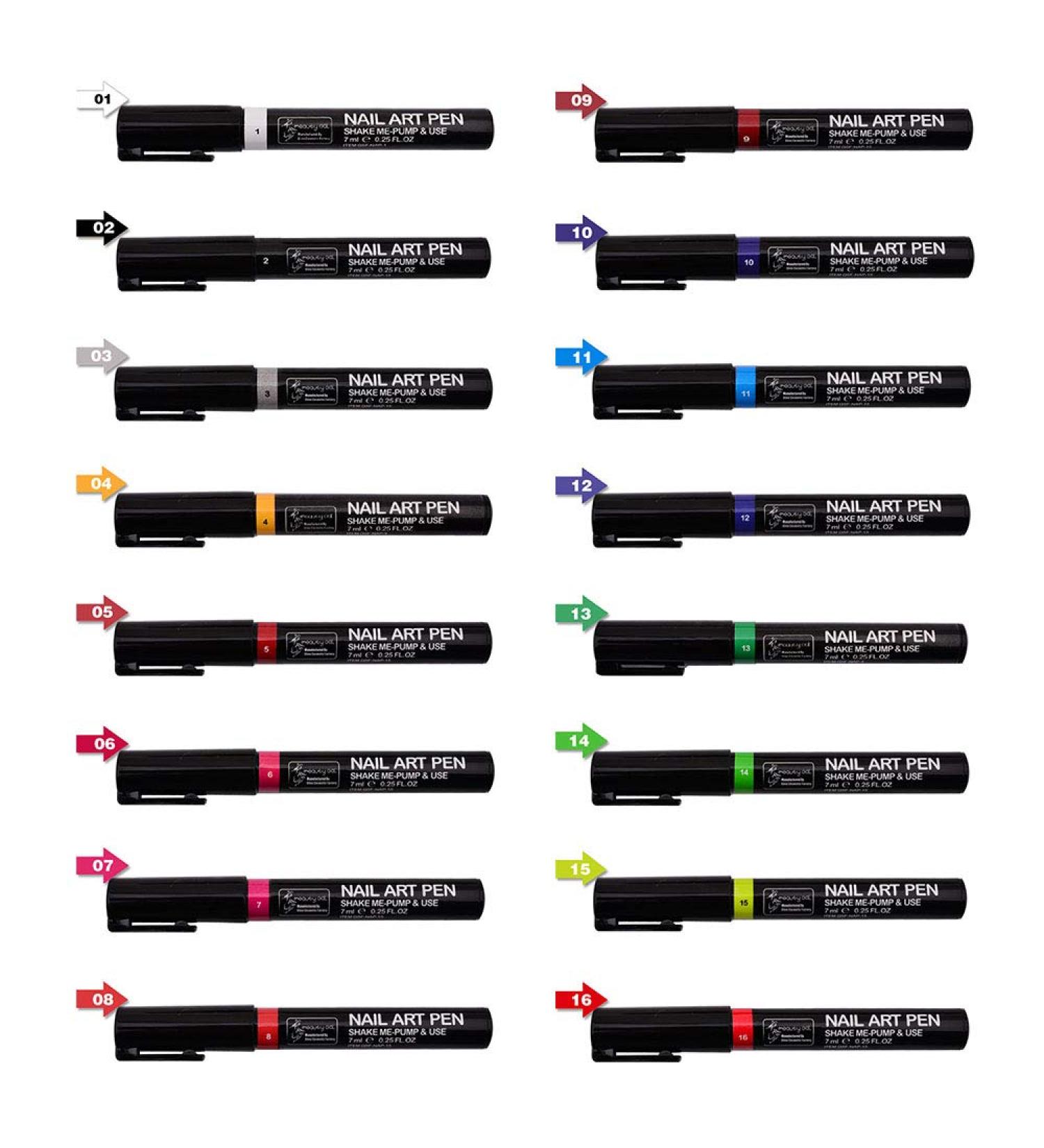 16Pcs One Step Gel Nail Polish Pen Set for DIY 3D Nail Art - Easy Application and Long-Lasting Results - Buy Online on GoSupps.com