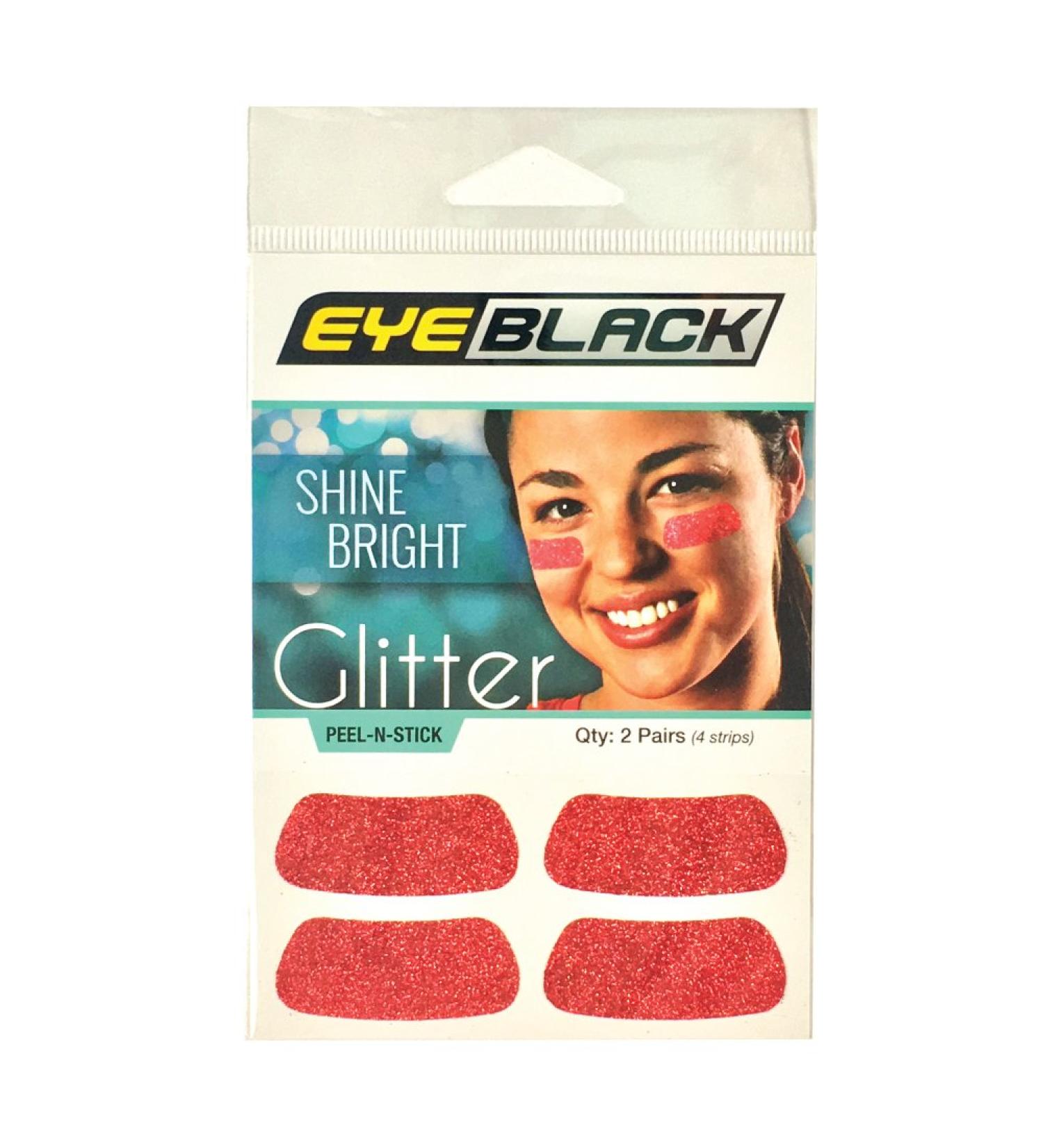 EyeBlack Red Softball Glitter Eye Black Strips, 2 Pair