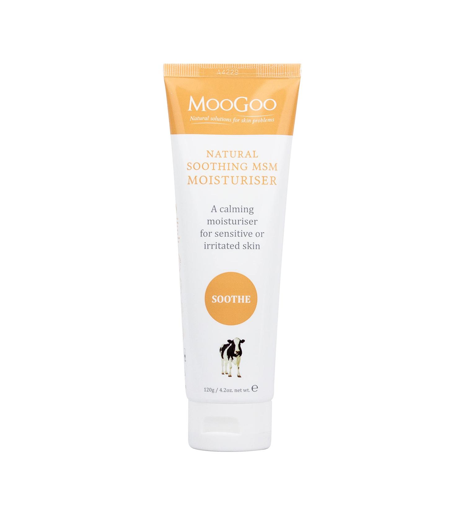 MooGoo Soothing MSM Moisturizer - Natural Lightweight Lotion for Sensitive, Irritated Skin - Calming Face and Body Cream for Men and Women - 120g (4.2 Ounce) - Buy Online on GoSupps.com