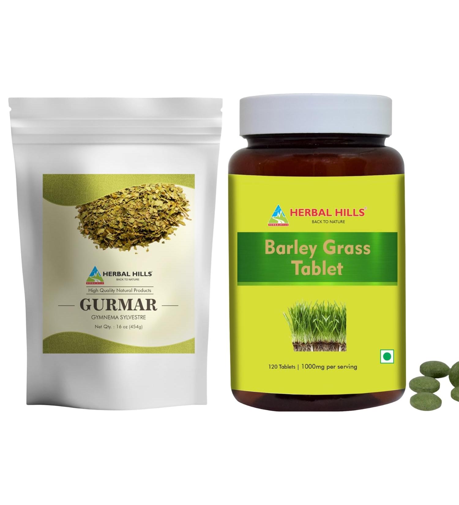 HERBAL HILLS Gurmar Tea Powder and Barley Grass Tablets Pack of 2 Combo - Buy Online on GoSupps.com