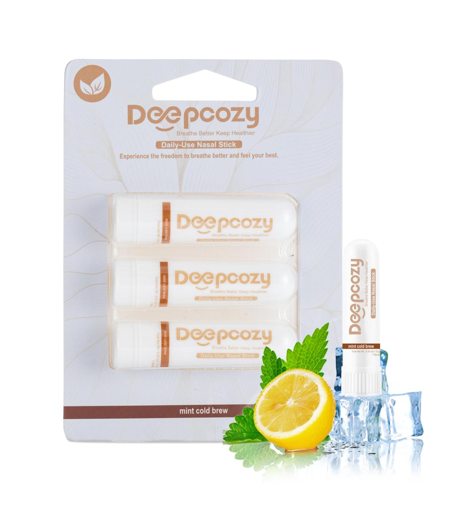 DeepCozy Nasal Stick for Adults 3 Pack Nasal Inhaler Stick for Distraction Relief & Mild Stress Portable Nasal Sticks Nose Inhaler Stick with Menthol for Work/Study/Travel (Mint Brown)