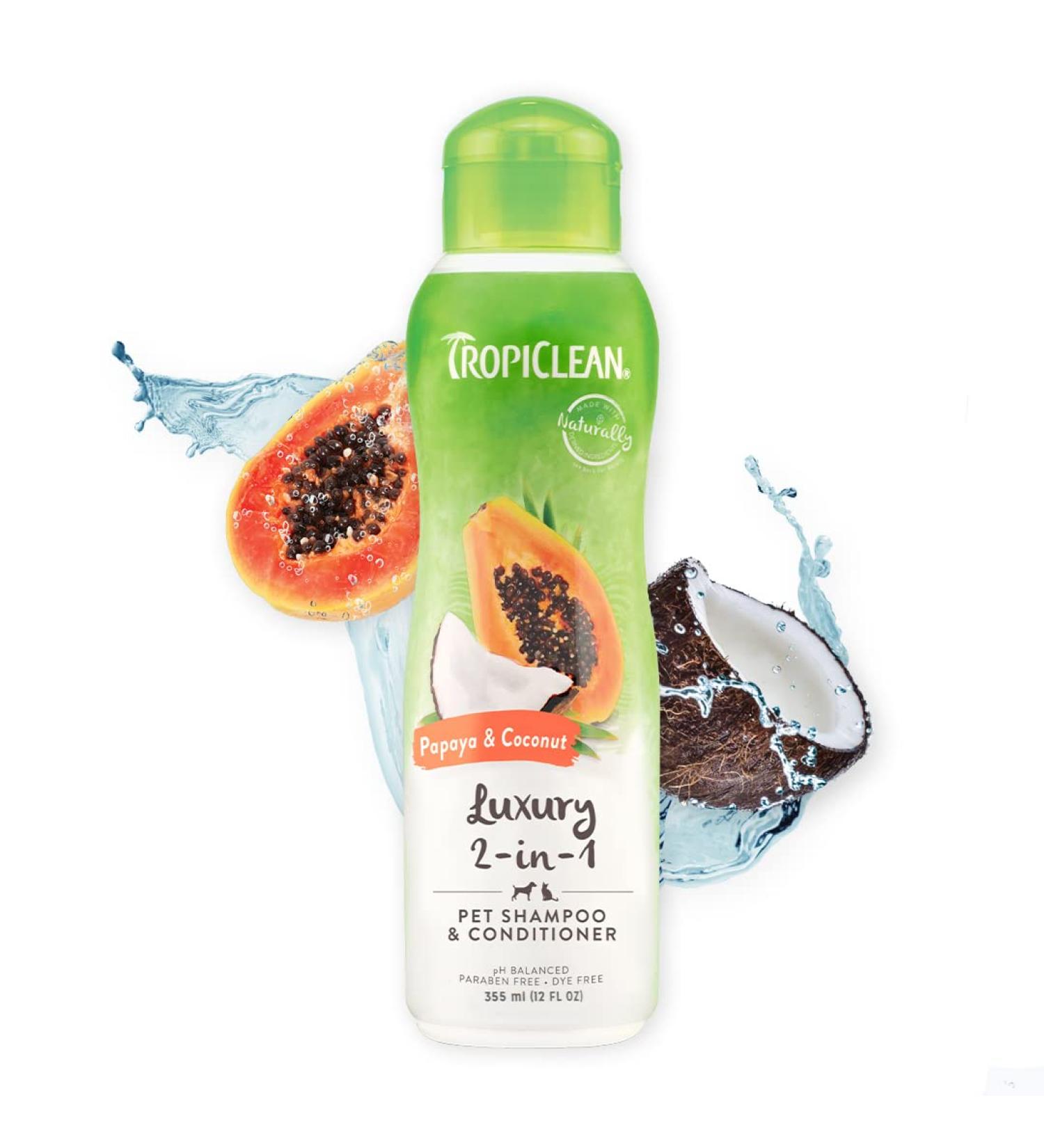 TropiClean Papaya & Coconut 2-in-1 Shampoo & Conditioner 355 ml - International Shipping Available - Buy Online on GoSupps.com