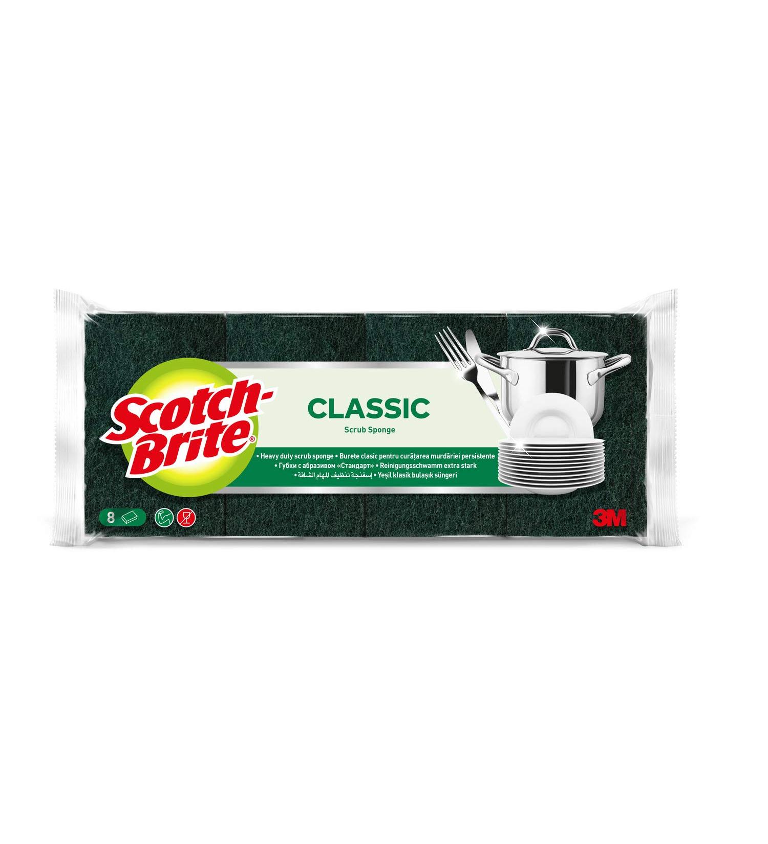 Scotch-Brite Classic Cleaning Sponge - 8 Pack Green | Effective & Durable Sponge for All Surfaces - Buy Online on GoSupps.com