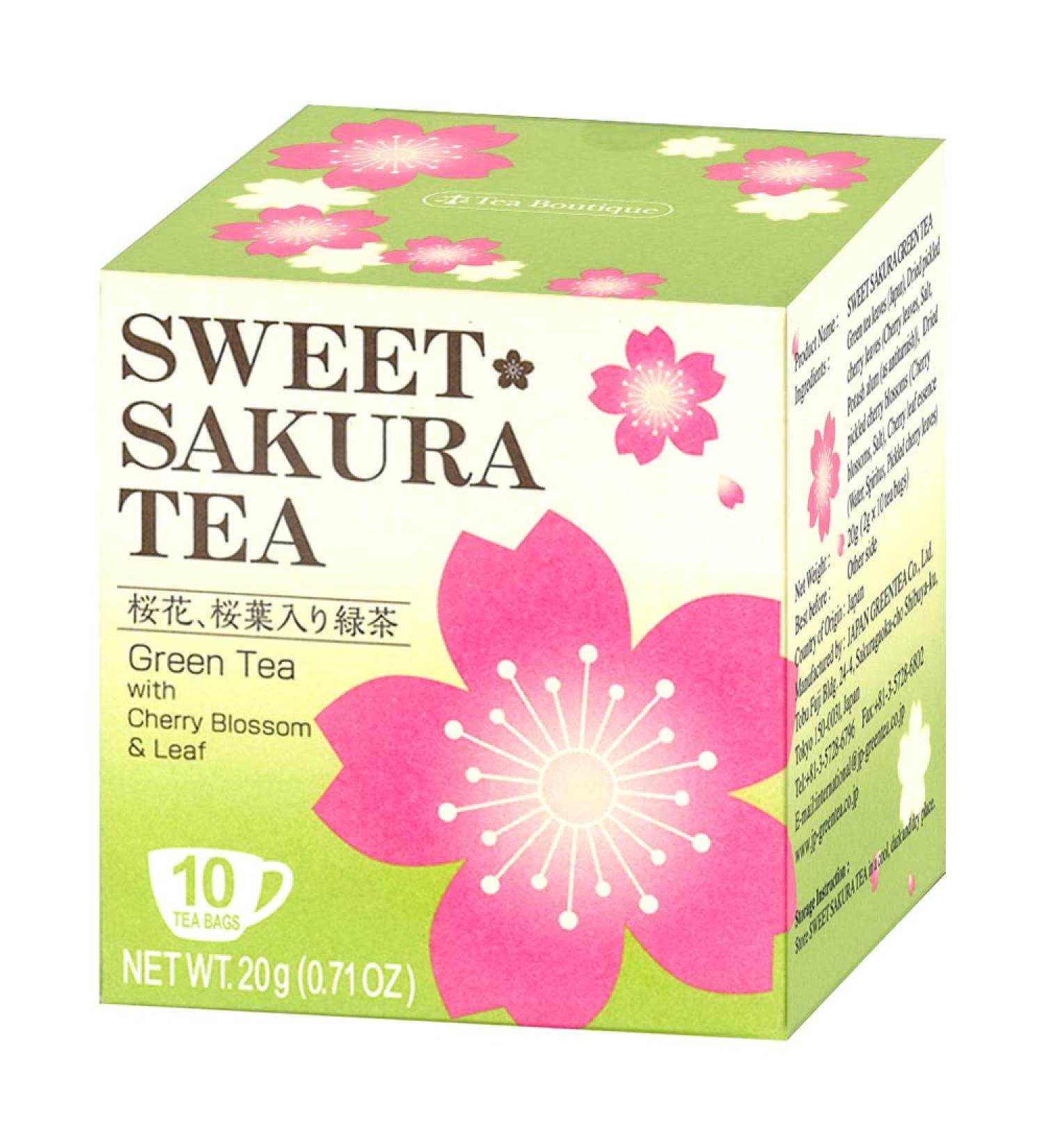 Tea Boutique Sweet Sakura Tea Green Tea With Cherry Blossom & Leaf (10 Tea Bags) 20g - Buy Online on GoSupps.com