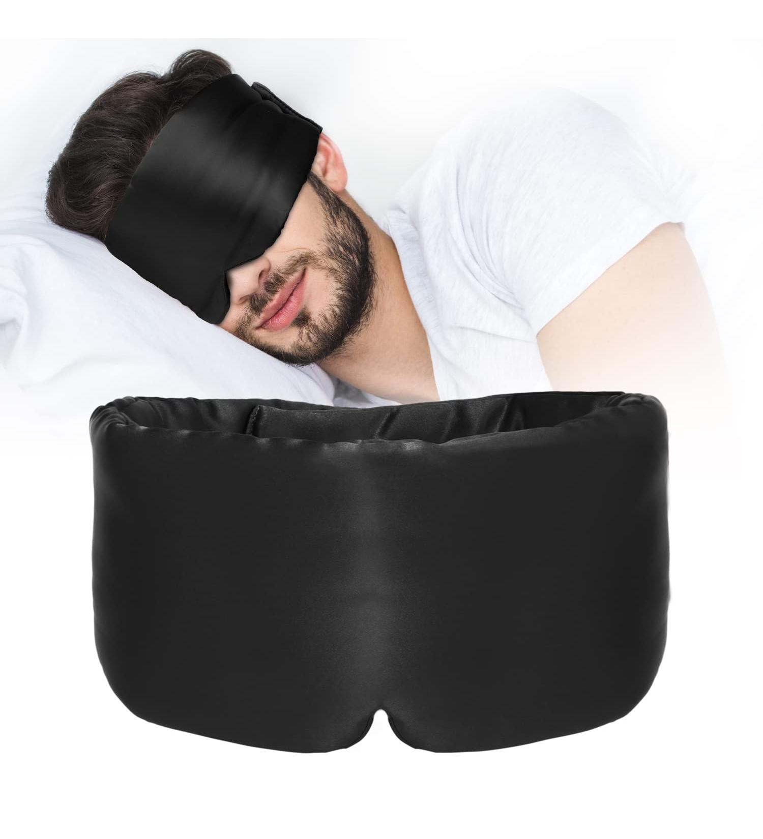 ATREEEBAG Silk Sleep Mask - 100% Skin-Friendly Eye Mask for Men & Women Adjustable Velcro Perfect for Home & Travel (Deep Black) - Buy Online on GoSupps.com