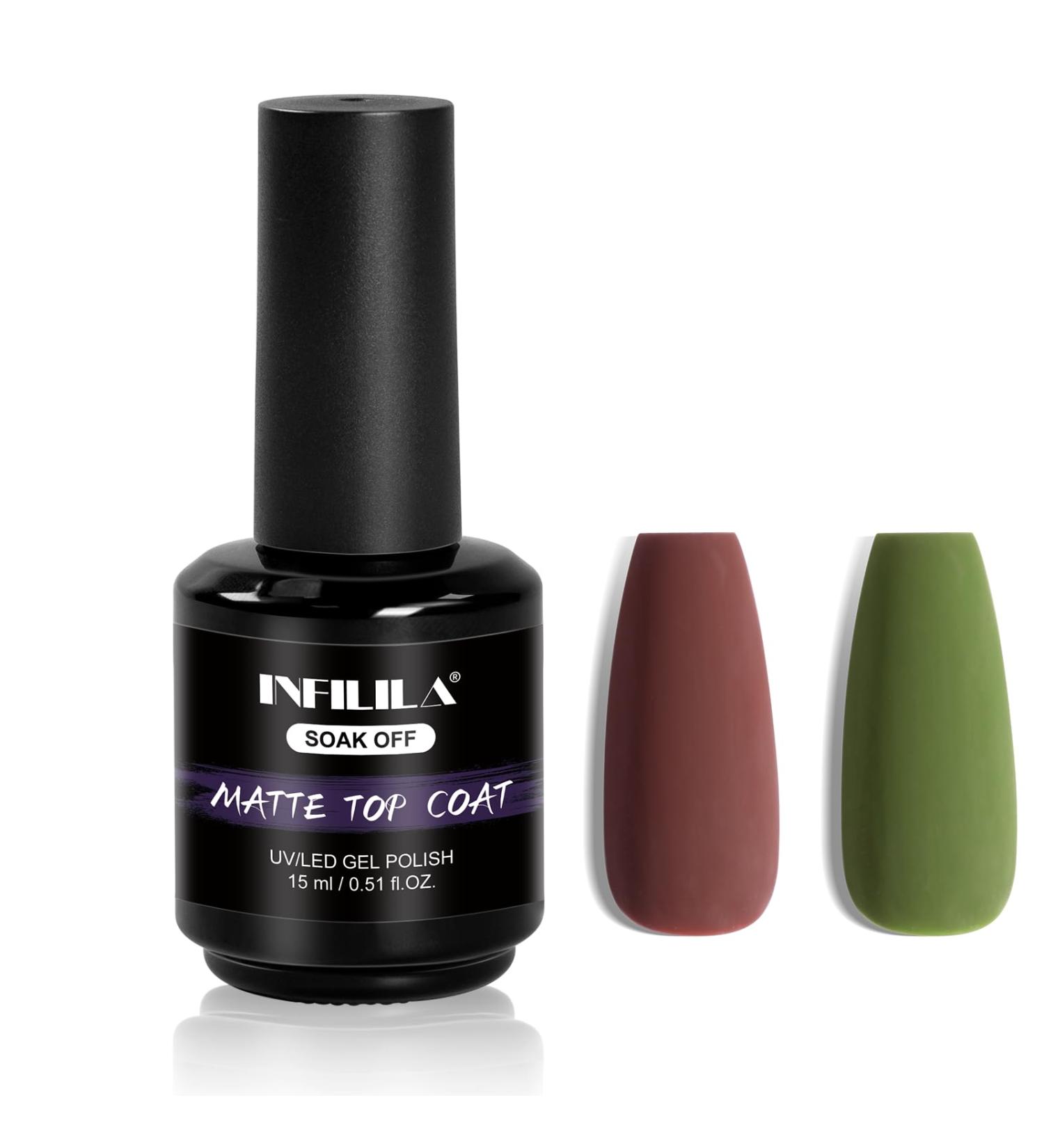 NXJ INFILILA Matte Top Coat 15ml Soak Off Nail Lamp Polish Matte Finish & Long Lasting No Wipe Matte Gel Top Coat for Home DIY Nail Art Design Salon - Buy Online on GoSupps.com