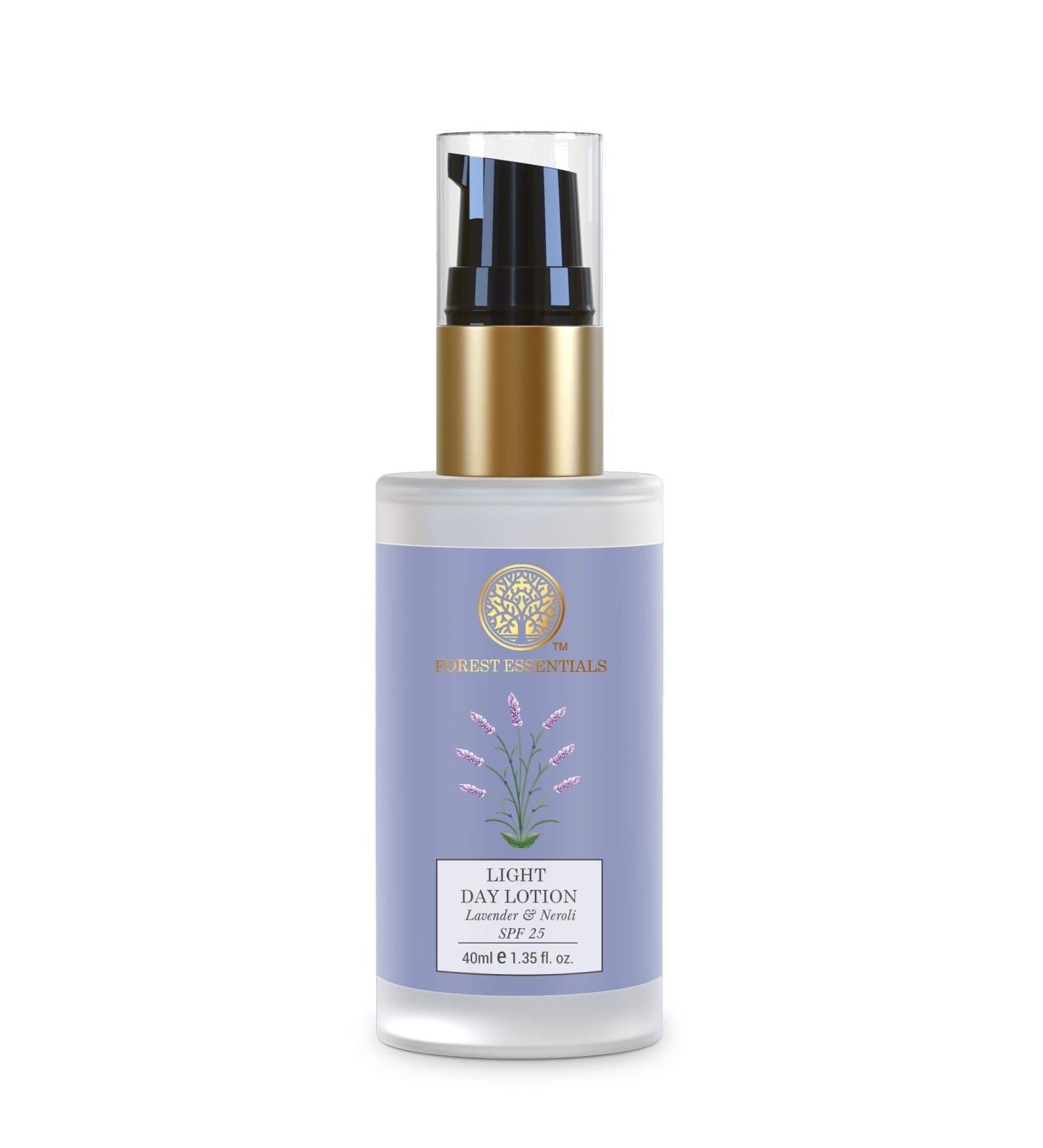 Forest Essentials Light Day Lavender & Neroli SPF25 Lotion 40ml - Best Moisturizer for Glowing Skin International Shipping Available - Buy Online on GoSupps.com