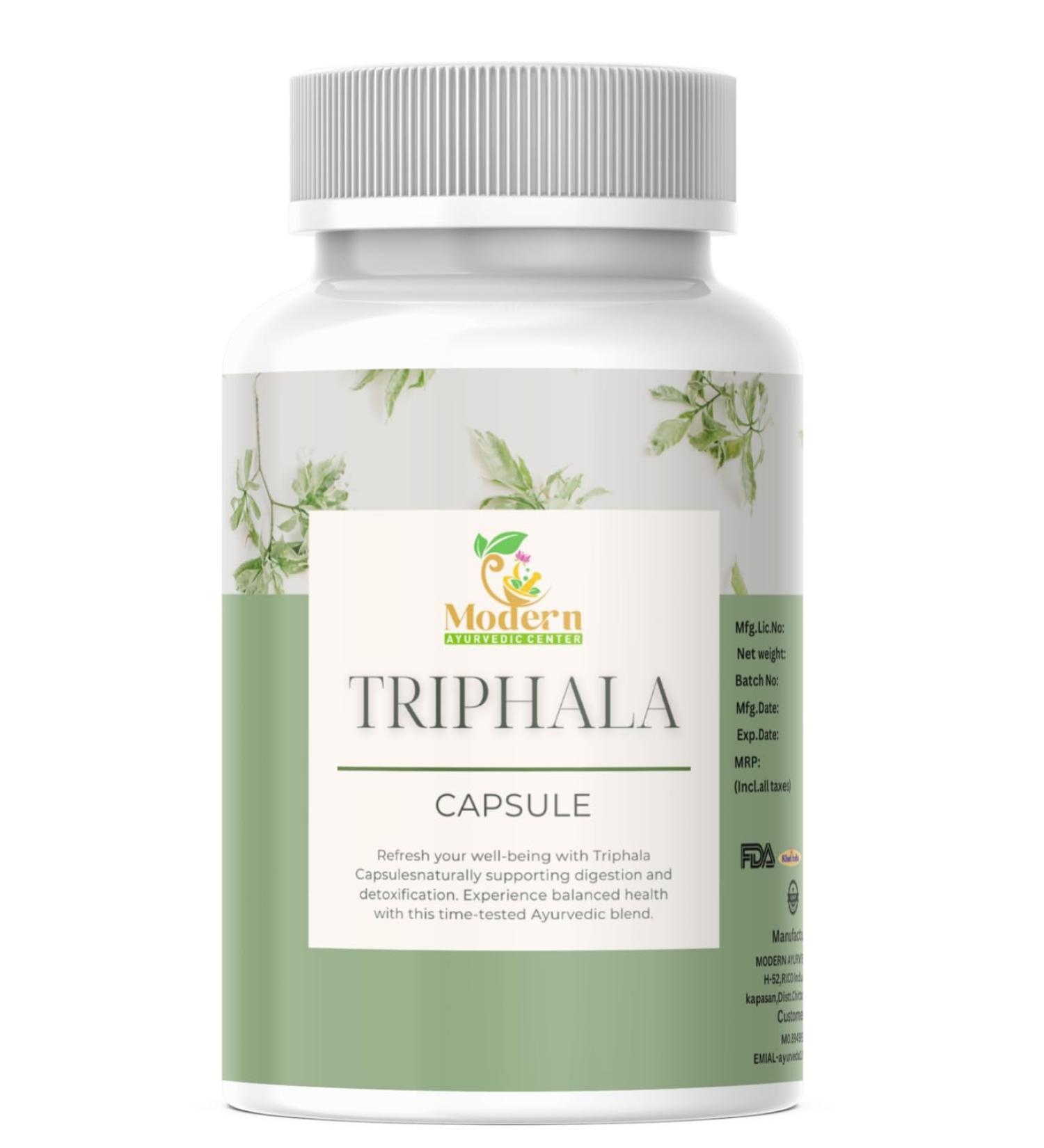 Modern Ayurvedic Centre Triphala Capsules 120 for Digestive Support, Immune Boost & Antioxidant Benefits 100% Herbal Blend of Amla, Haritaki & Bibhitaki Promotes Gut Health (120 Capsule) - Buy Online on GoSupps.com
