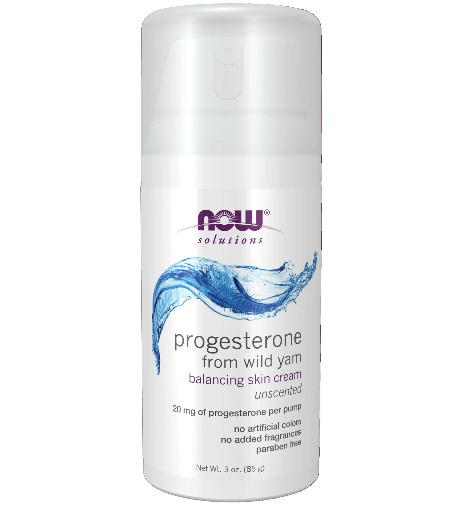 NOW Solutions Natural Progesterone Balancing Skin Cream - 20mg Per Pump - Unscented - 3oz - Buy Online on GoSupps.com