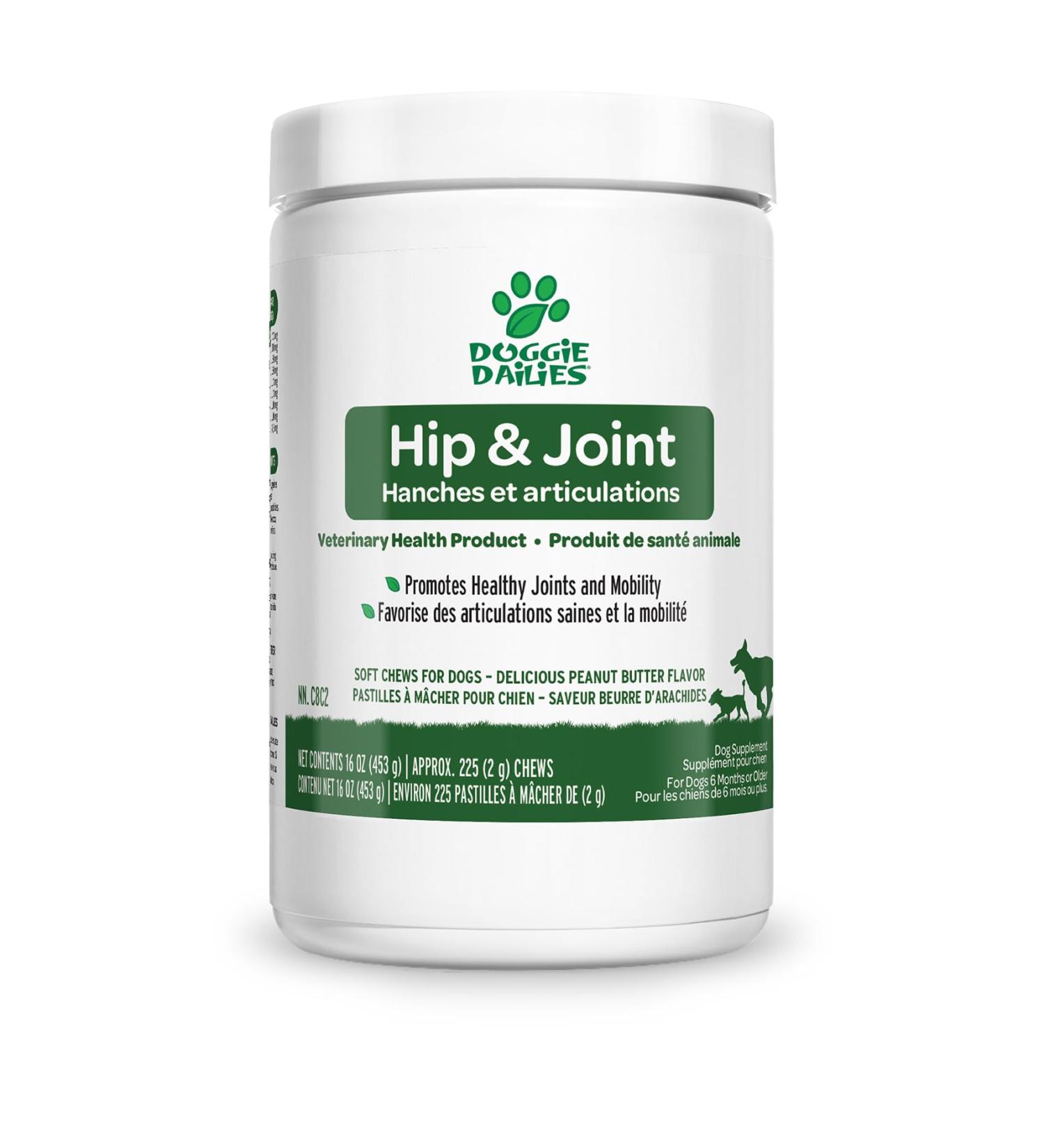 Doggie Dailies Glucosamine for Dogs - 225 Chews - Joint Supplement for Dogs of All Breeds & Sizes - Hip and Joint Supplement for Dogs - Premium Glucosamine and Chondroitin for Dogs Peanut Butter - Buy Online on GoSupps.com