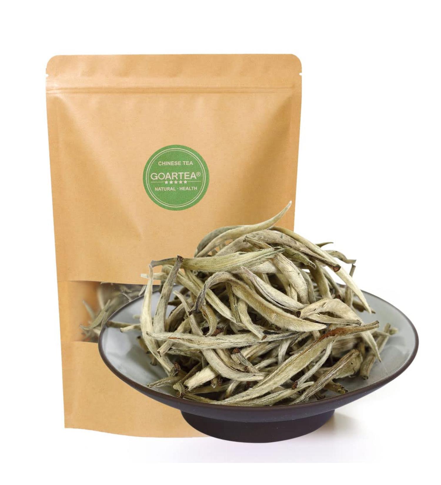 GOARTEA 250g(8.8oz) Supreme Grade Silver Needle White Tea Th Blanc Baihao Yinzhen Th Blanc Chinese Silver Tips Loose Leaf White Tea - Buy Online on GoSupps.com