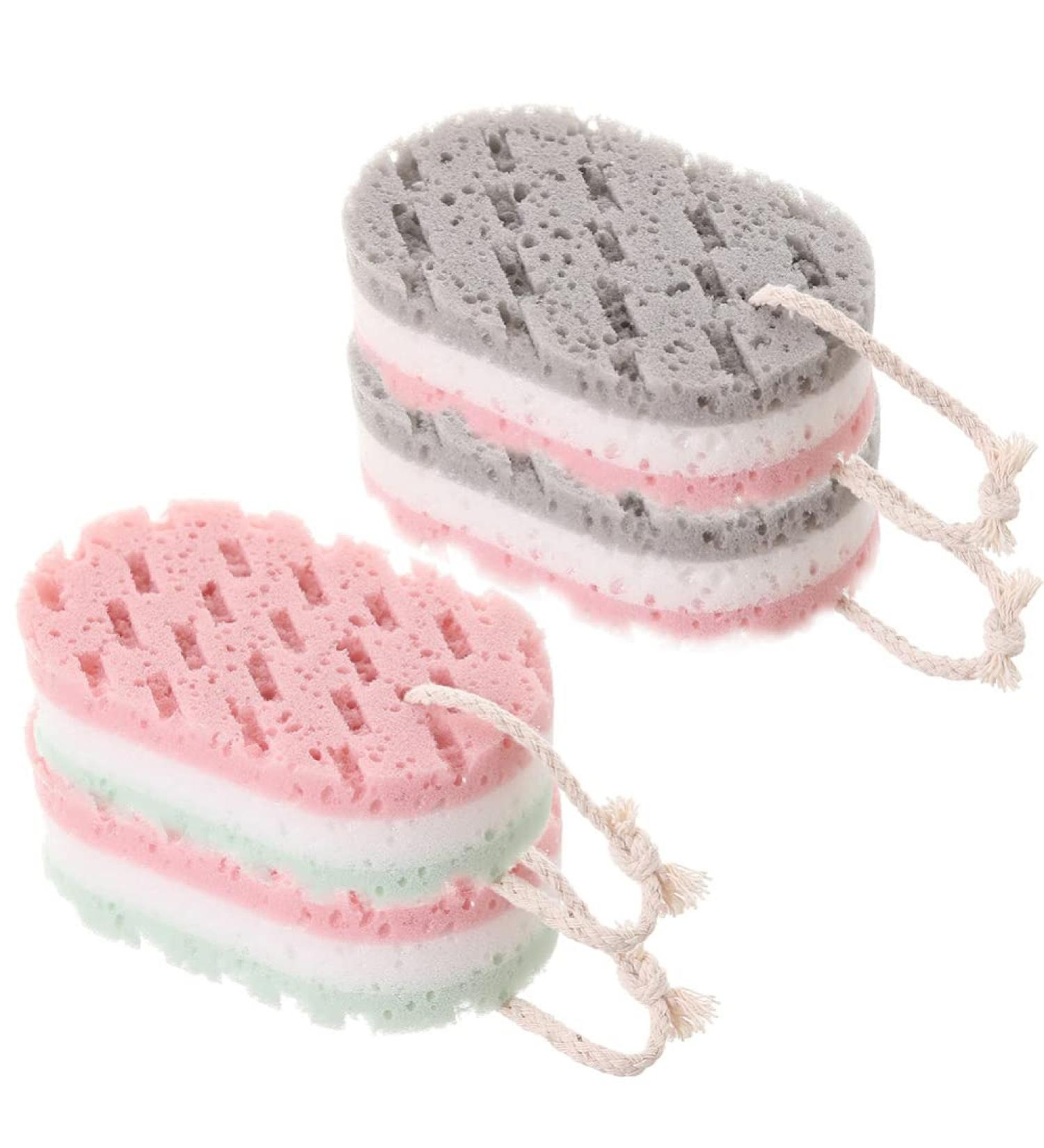 Cabilock 8 Pcs Exfoliating Sponge Set - Face & Body Cleanser Bath Tools for Spa-like Experience - Tricolor Bathing Bubble Sponges - Buy Online on GoSupps.com