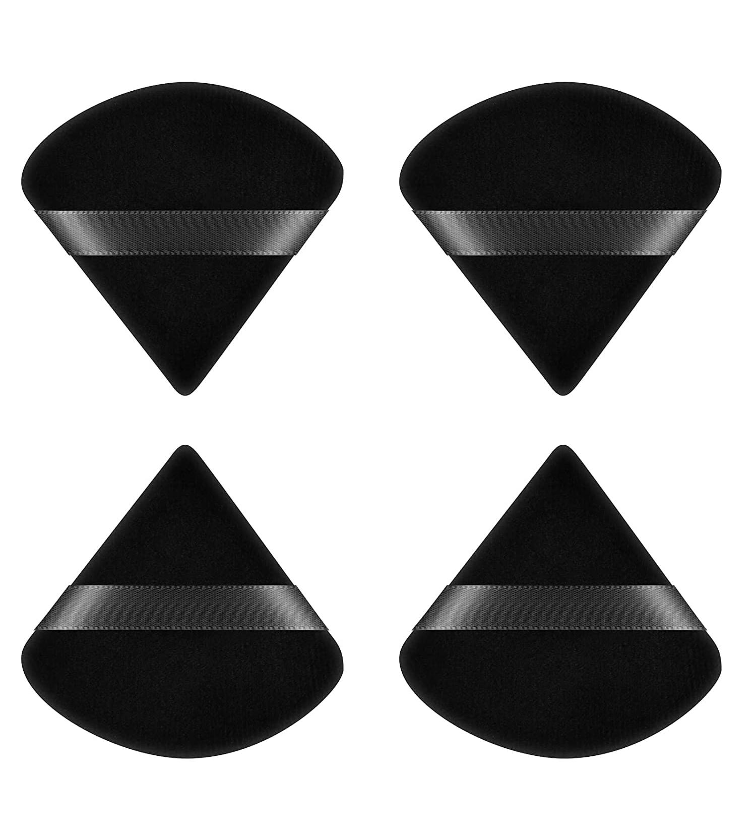 Triangle Makeup Powder Puff Set - 4 Reusable Washable Face Sponges for Loose Powder & Foundation - Black Makeup Tools - Buy Online on GoSupps.com