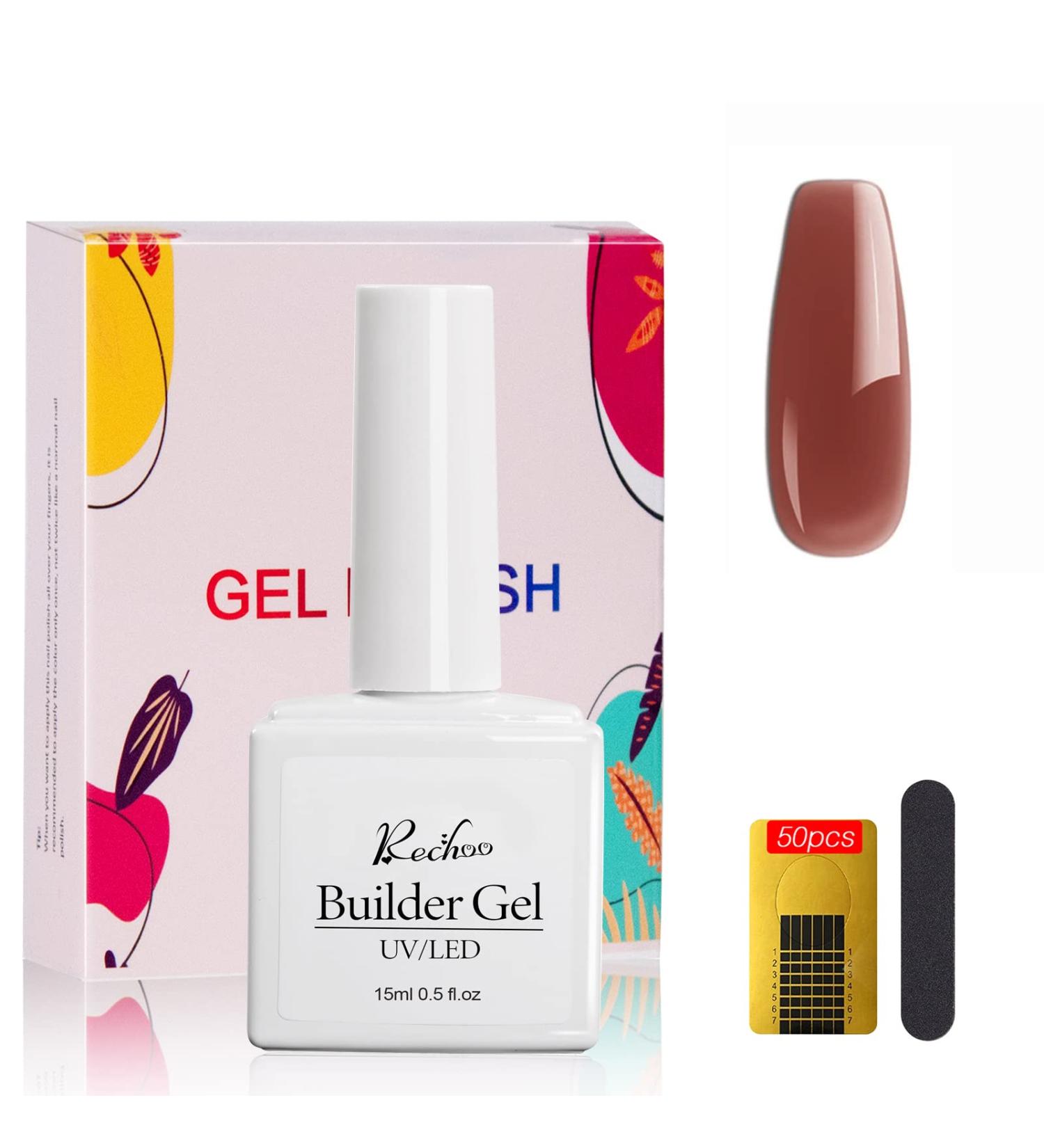 Rechoo Builder Gel for Nails - 15ml Brick Red Nail Extension Set 50pcs Nail Forms & 5 in 1 Gel for French Nail Art & Design - Buy Online on GoSupps.com