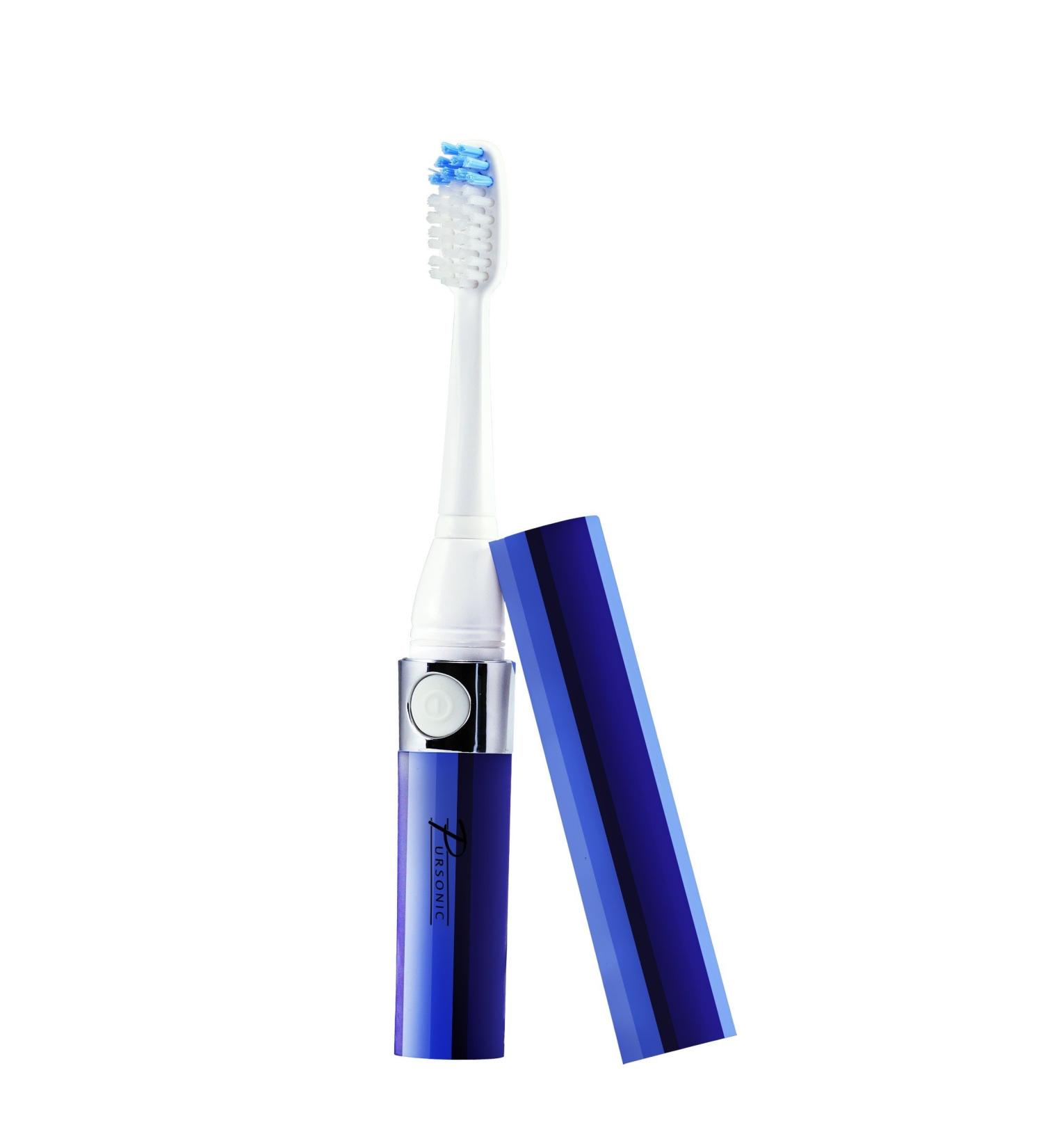 Pursonic S52 Portable Battery Operated Sonic Toothbrush To-Go with 2 Brush Heads & AAA Battery Included Blue 0.2 Pound Blue 1 Count (Pack of 1)