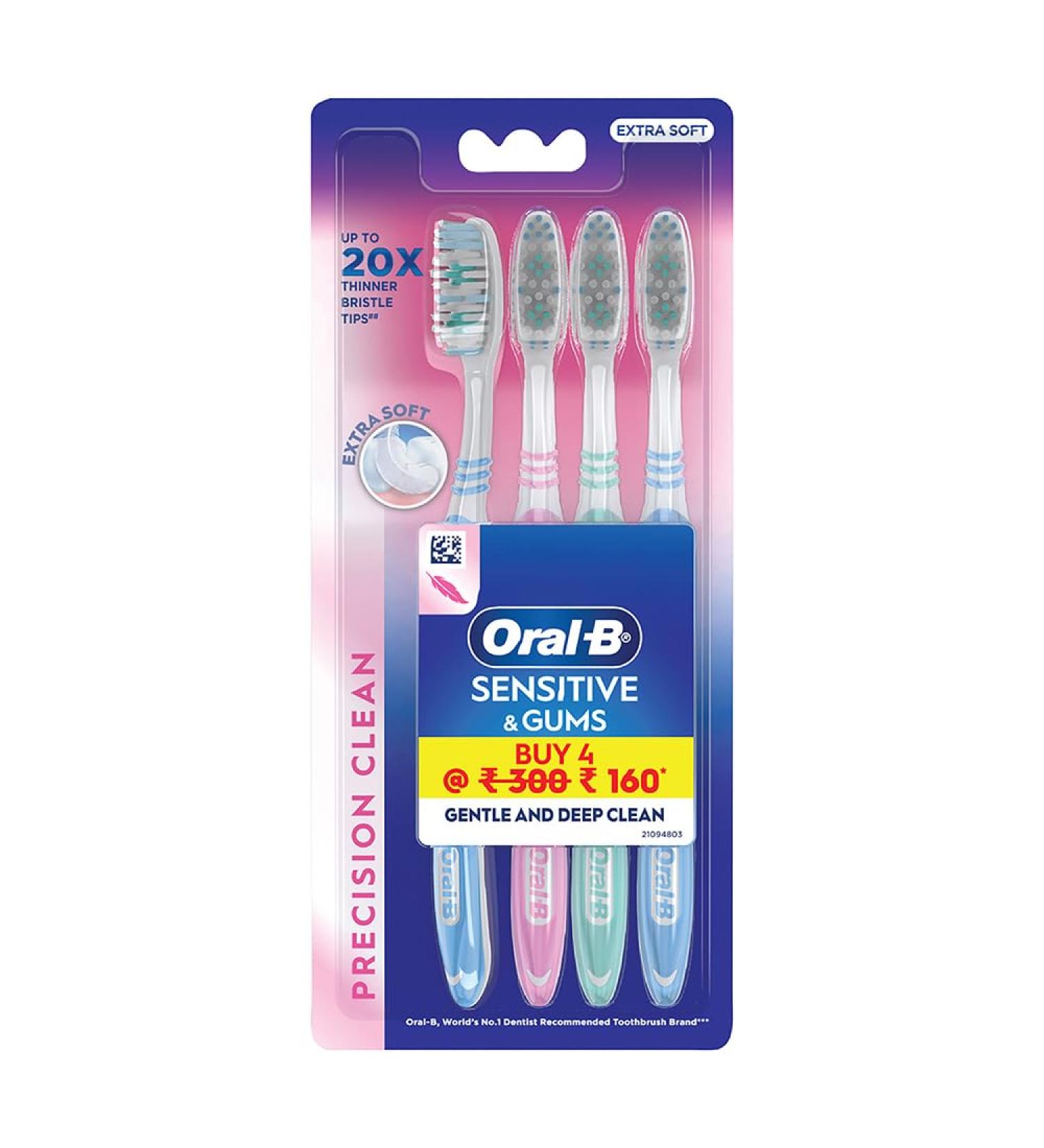 Oral B Ultrathin Sensitive Manual Toothbrush for Adults - Buy 2 Get 2 Free | Multicolor | International Shipping Available - Buy Online on GoSupps.com