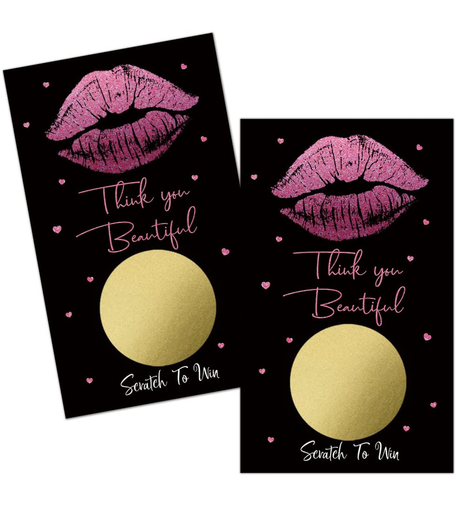 Haizct 50 Pack Thank You Blank Gift Certificate Scratch Off Cards - Pink Lip Gloss Design | Perfect for Small Business, Spa, Beauty Salon, Makeup, Hair Salon, Bridal Shower, Baby Shower, Country Wedding - Buy Online on GoSupps.com