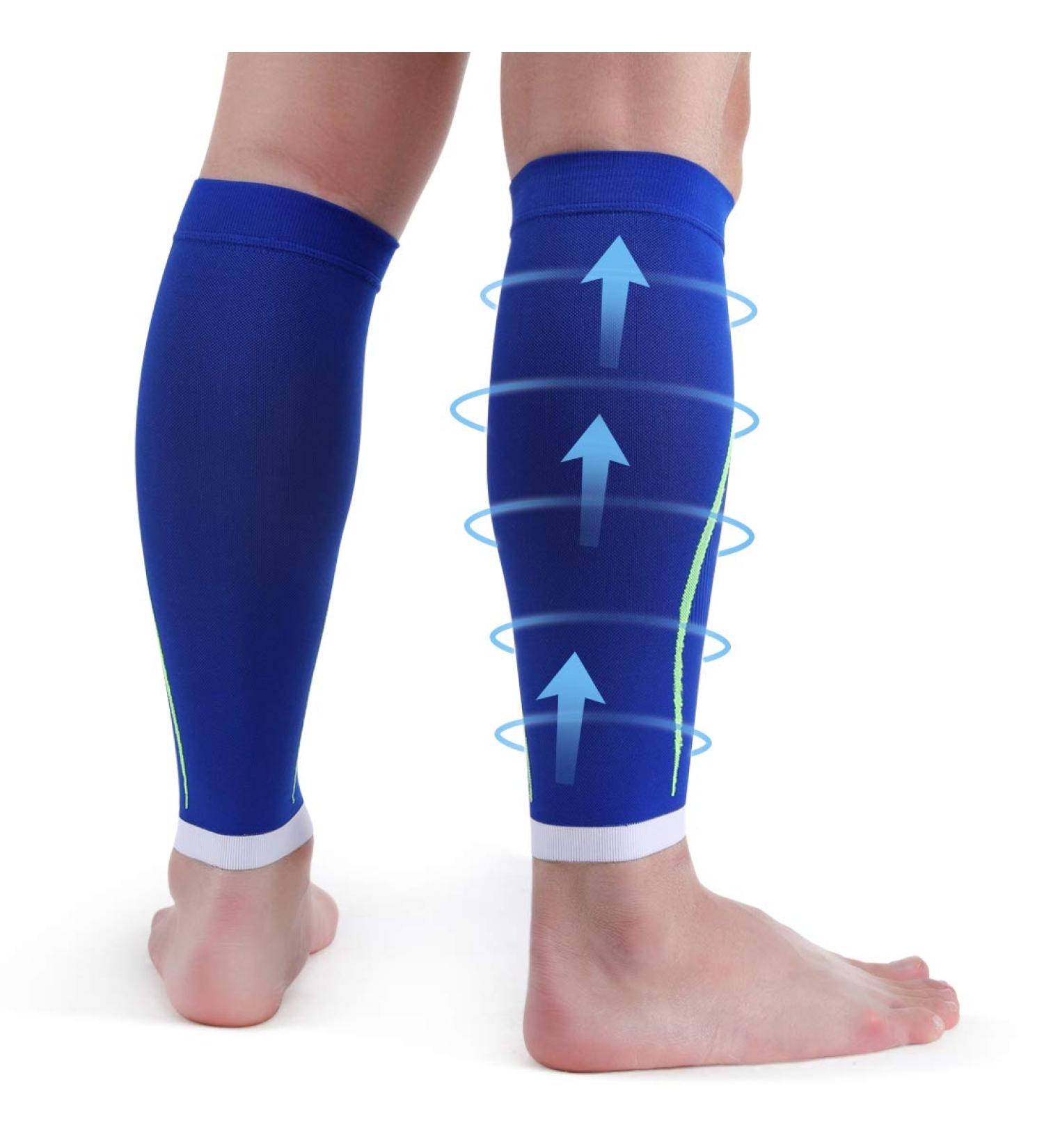 DOACT 2 Pack Calf Bandage - Compression Stockings for Shin Splints Sports & Edema - Calf Compression for Men & Women - Blue (S/M) - Buy Online on GoSupps.com