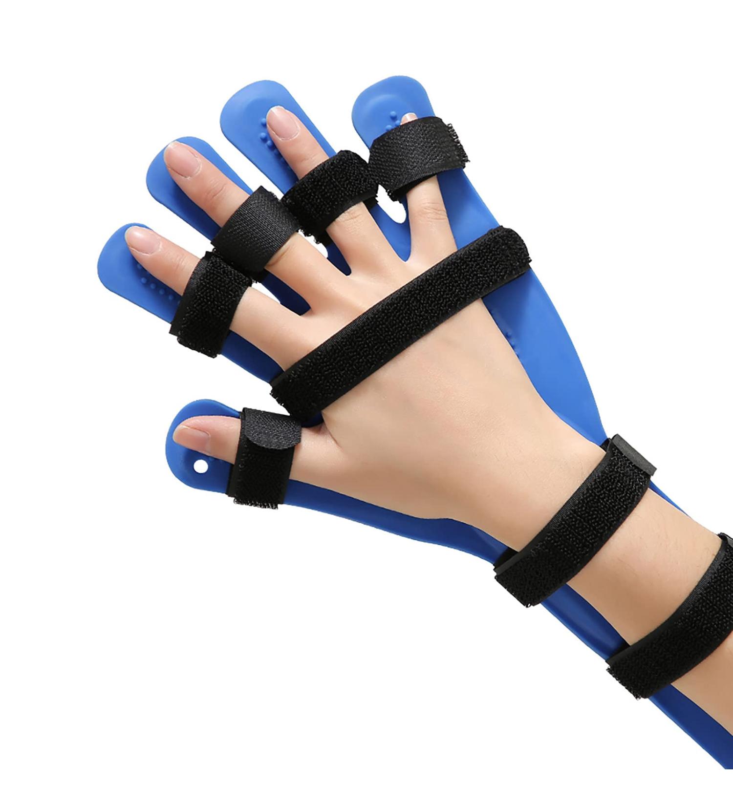 Hand Stroke Hemiplegia Rehabilitation Training Equipment Finger Orthoses Rehab Gloves Blue One Size - Buy Online on GoSupps.com