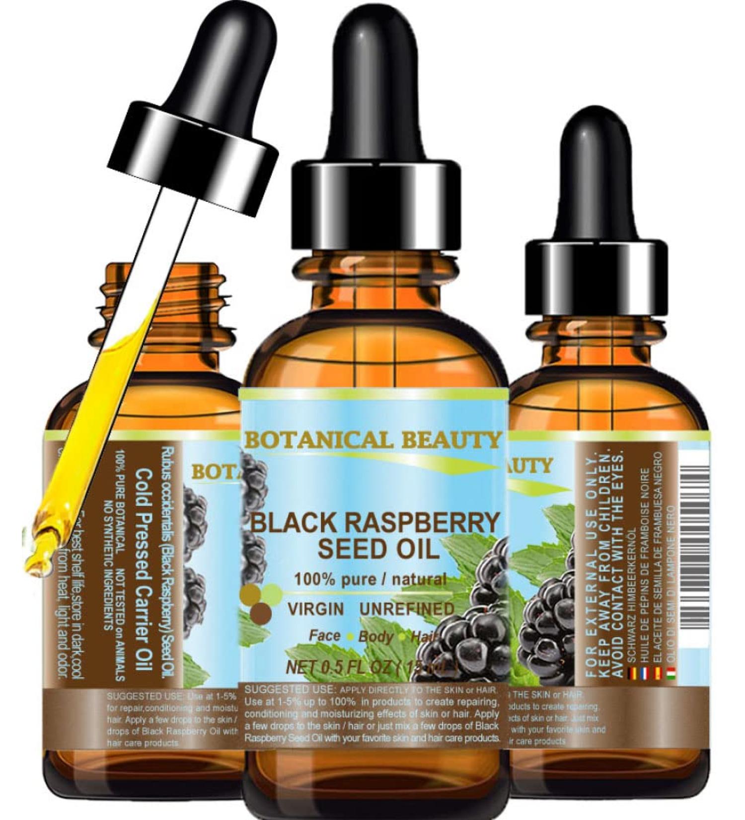100% Pure Black Raspberry Seed Oil 0.5 Fl.oz- 15 ml - Cold Pressed Carrier Oil for Skin, Hair, Lip, Nail Care - Rich in Antioxidants, Vitamin A & E - Buy Online on GoSupps.com